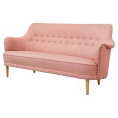 Carl Malmsten 'Samsas' Rosa Sofa für O.H. Sjögren