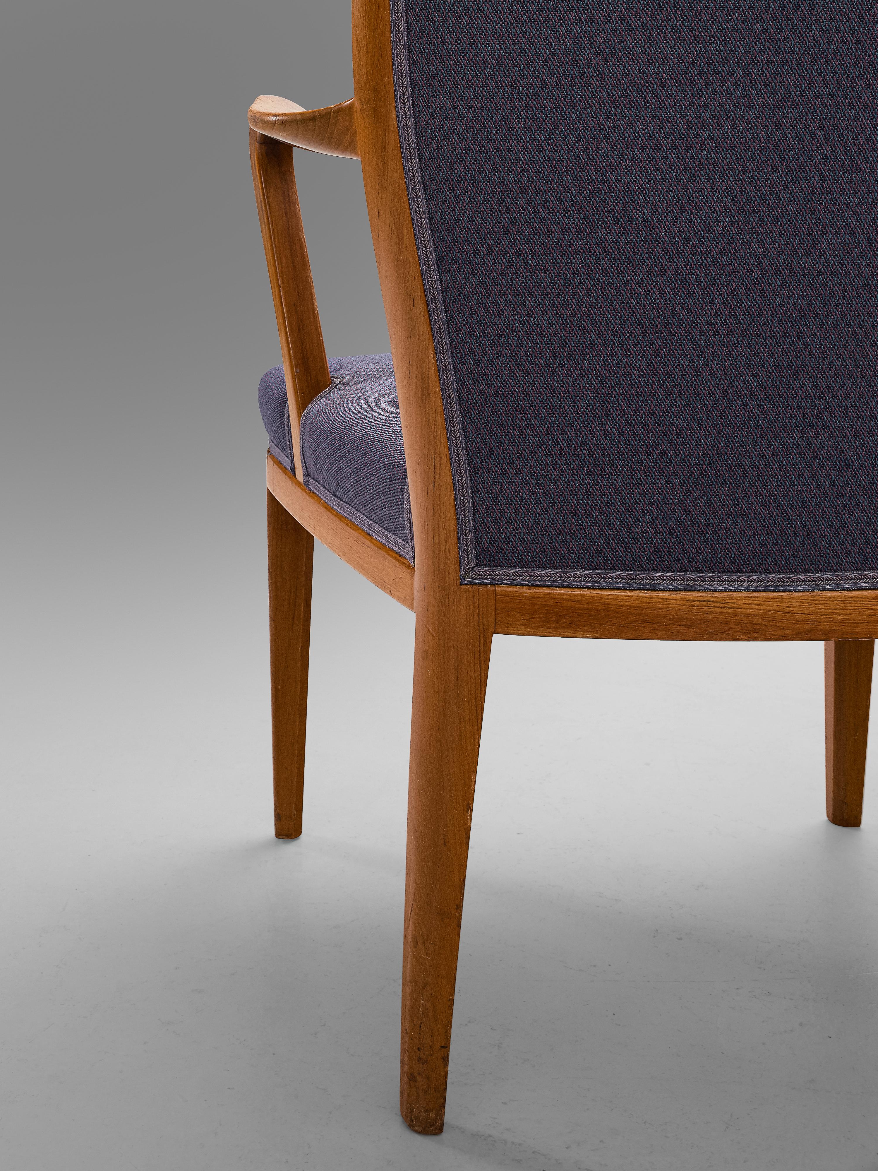 Carl Malmsten Set of Dining Chairs in Teak and Fabric Upholstery In Good Condition In Waalwijk, NL
