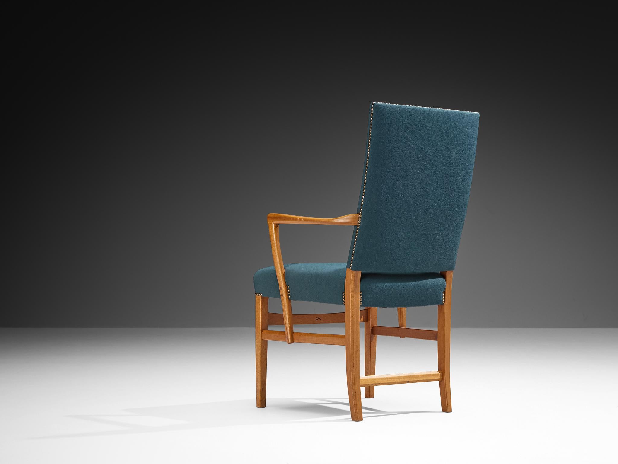 Carl Malmsten Ensemble de douze fauteuils en teck et tapisserie vert-bleu en vente 7