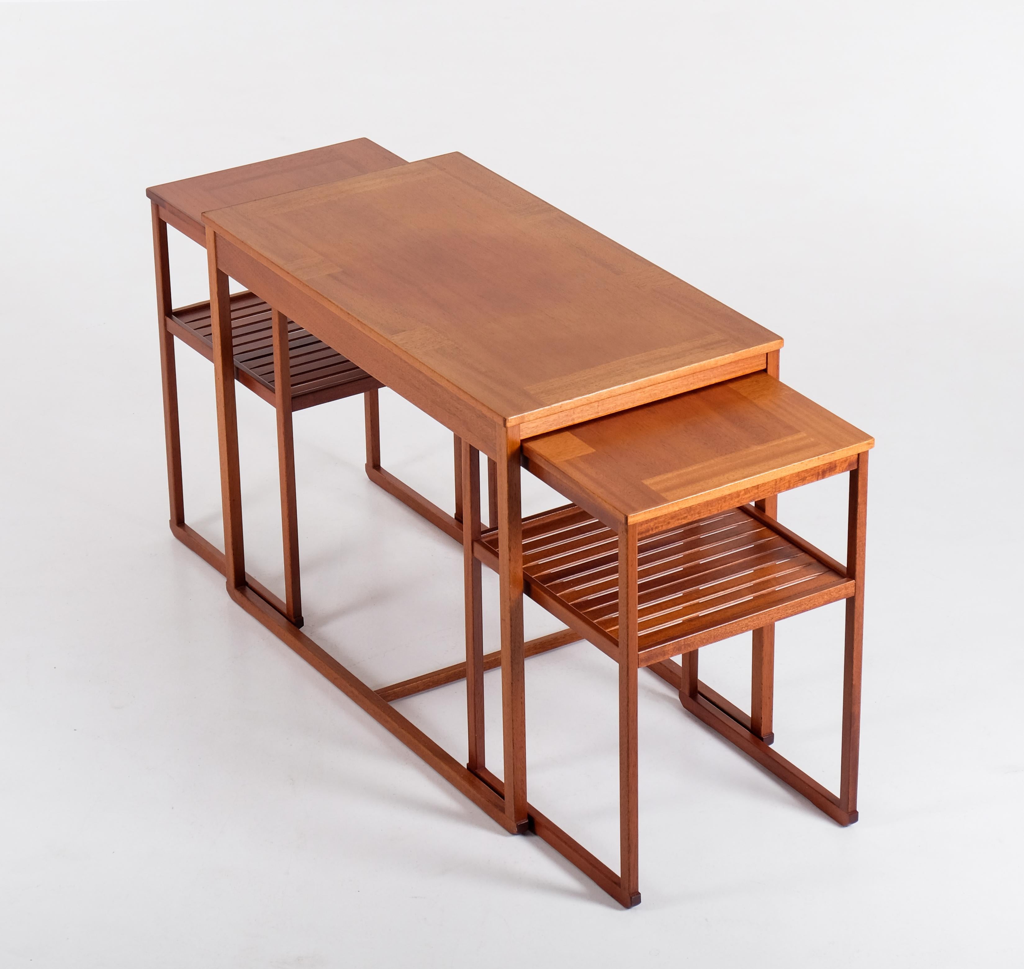 Carl Malmsten 'Släden' nesting tables, 1960s For Sale 1