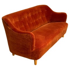 Carl Malmsten Sofa in Velvet Circa 1930s