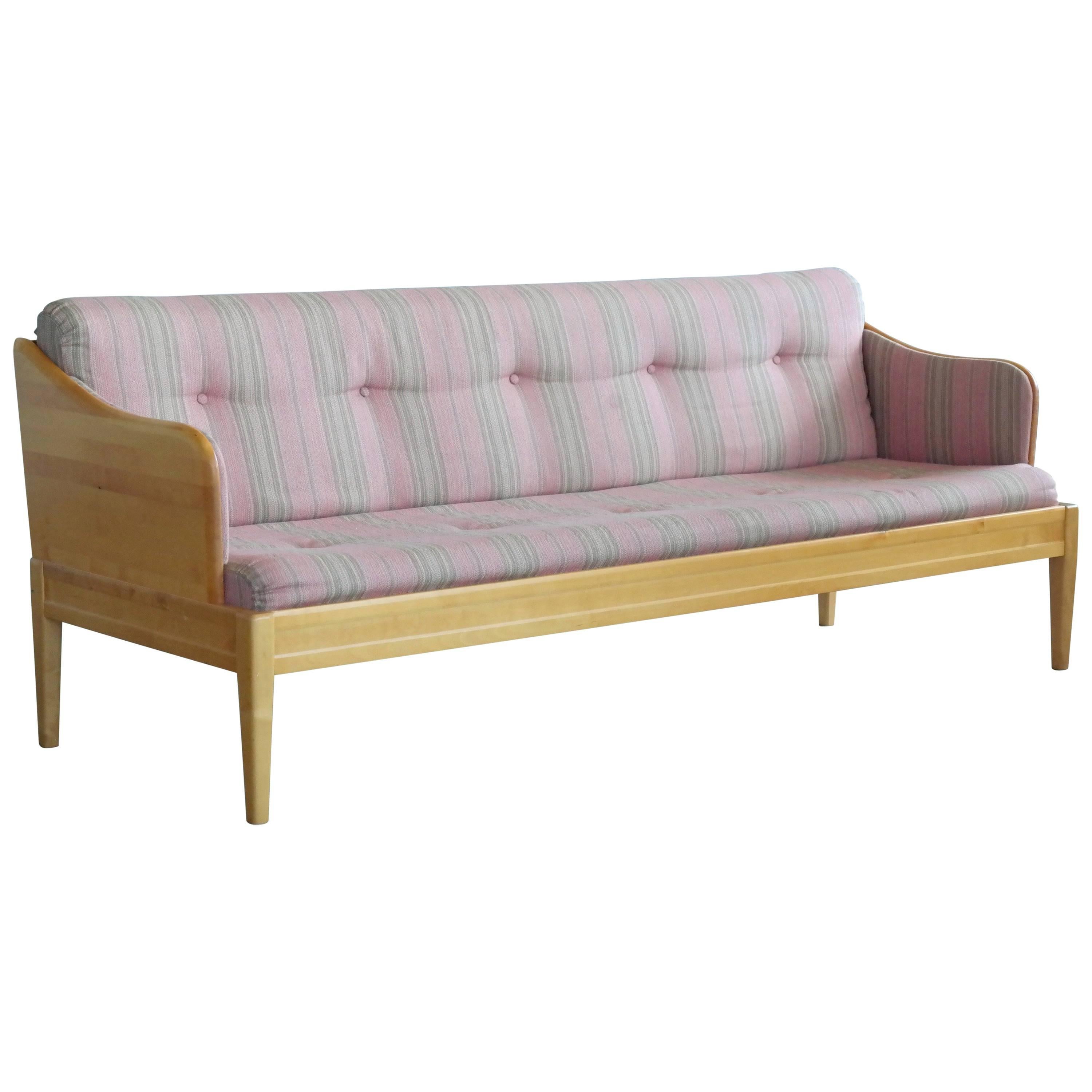 Carl Malmsten Sofa Model Gustavianus in Birch and Wool, Scandinavian Midcentury