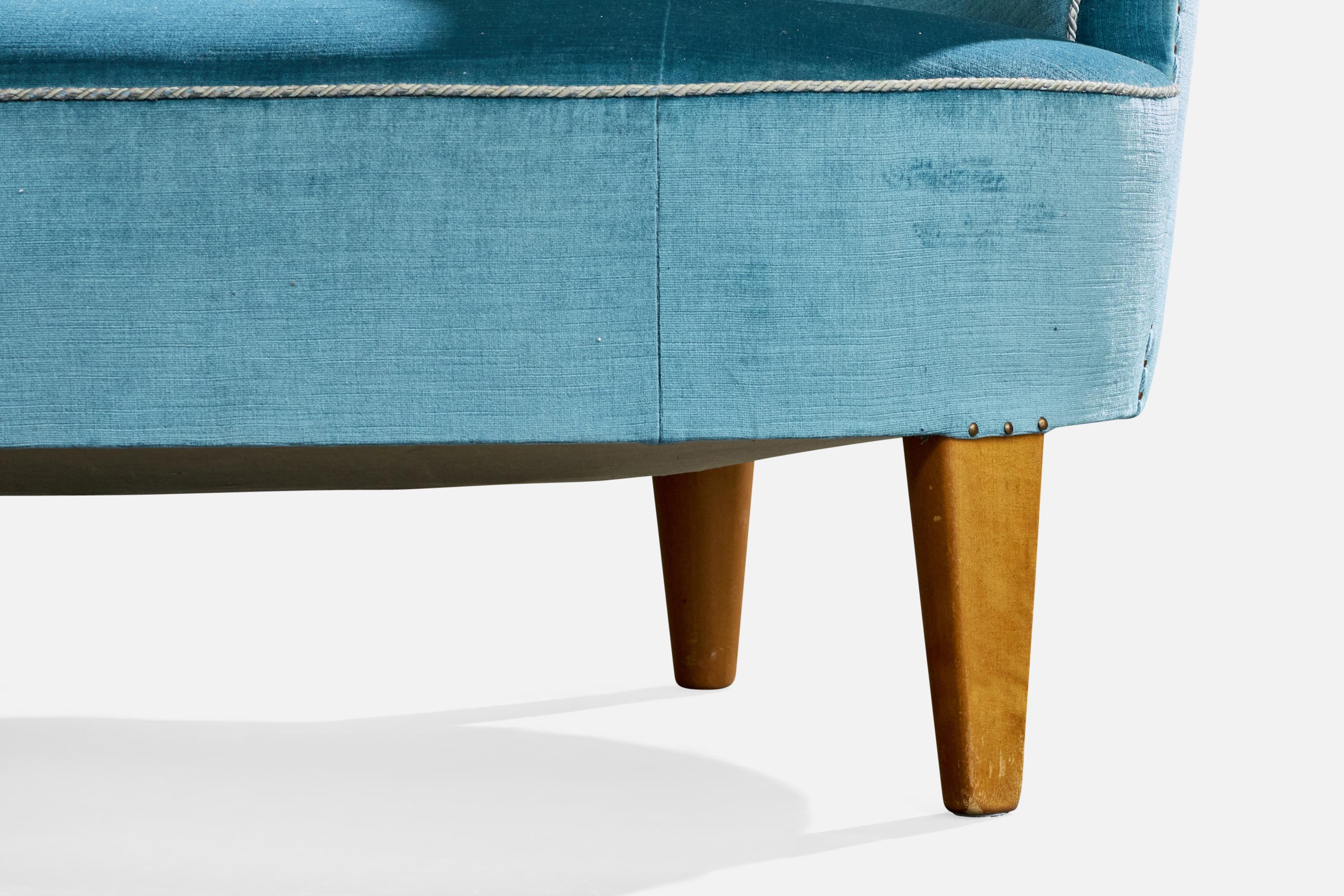 Carl Malmsten, Sofa, Velvet, Wood, Sweden, 1960s en vente 4