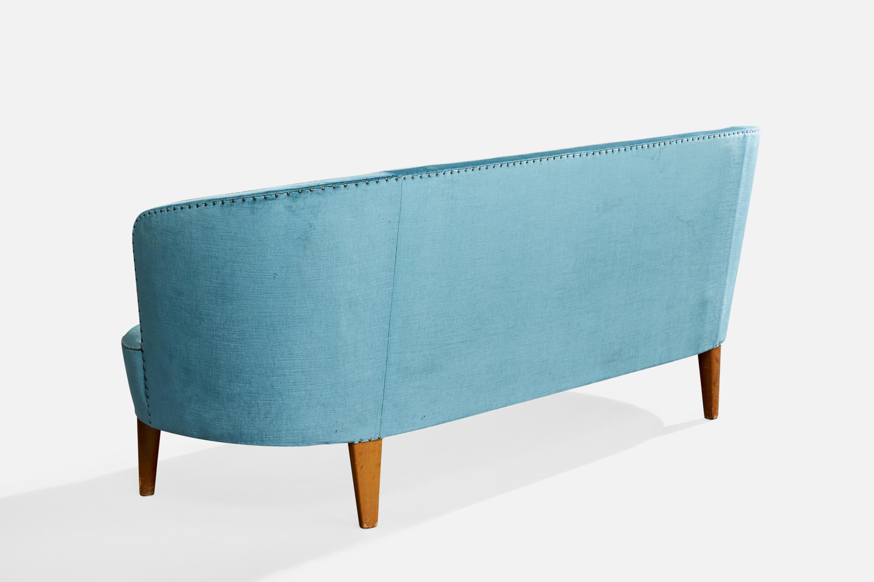 Suédois Carl Malmsten, Sofa, Velvet, Wood, Sweden, 1960s en vente
