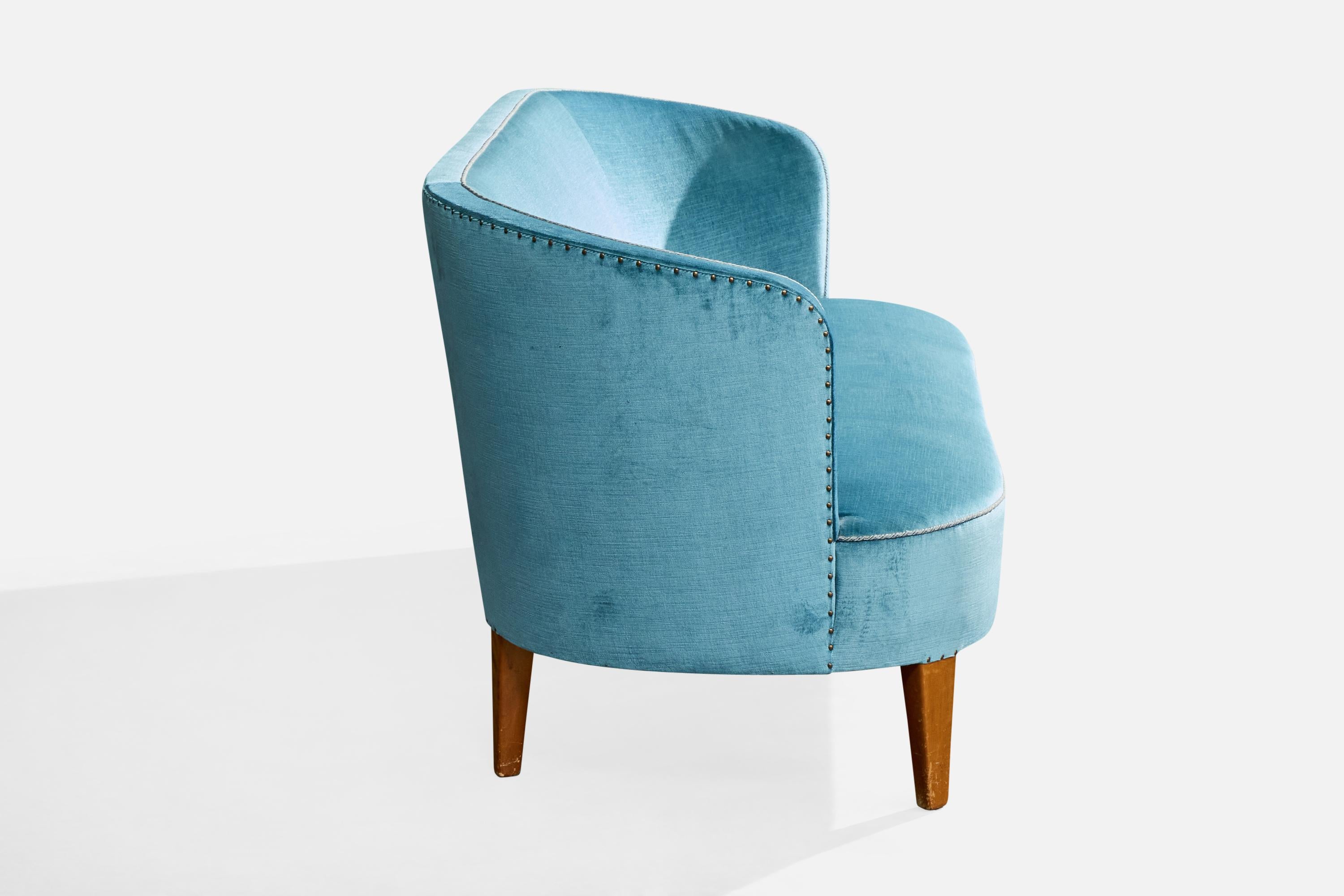 Milieu du XXe siècle Carl Malmsten, Sofa, Velvet, Wood, Sweden, 1960s en vente