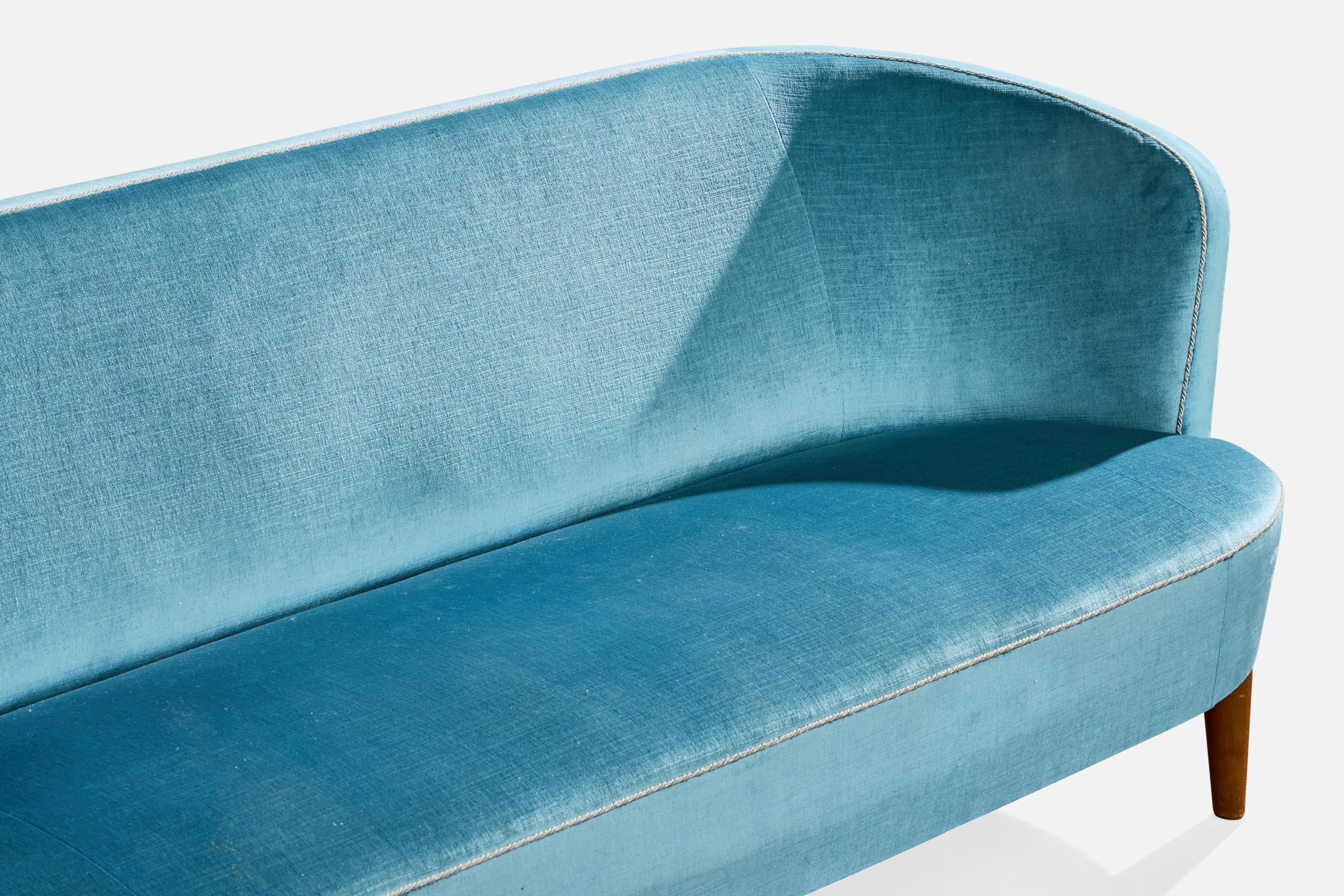 Velours Carl Malmsten, Sofa, Velvet, Wood, Sweden, 1960s en vente