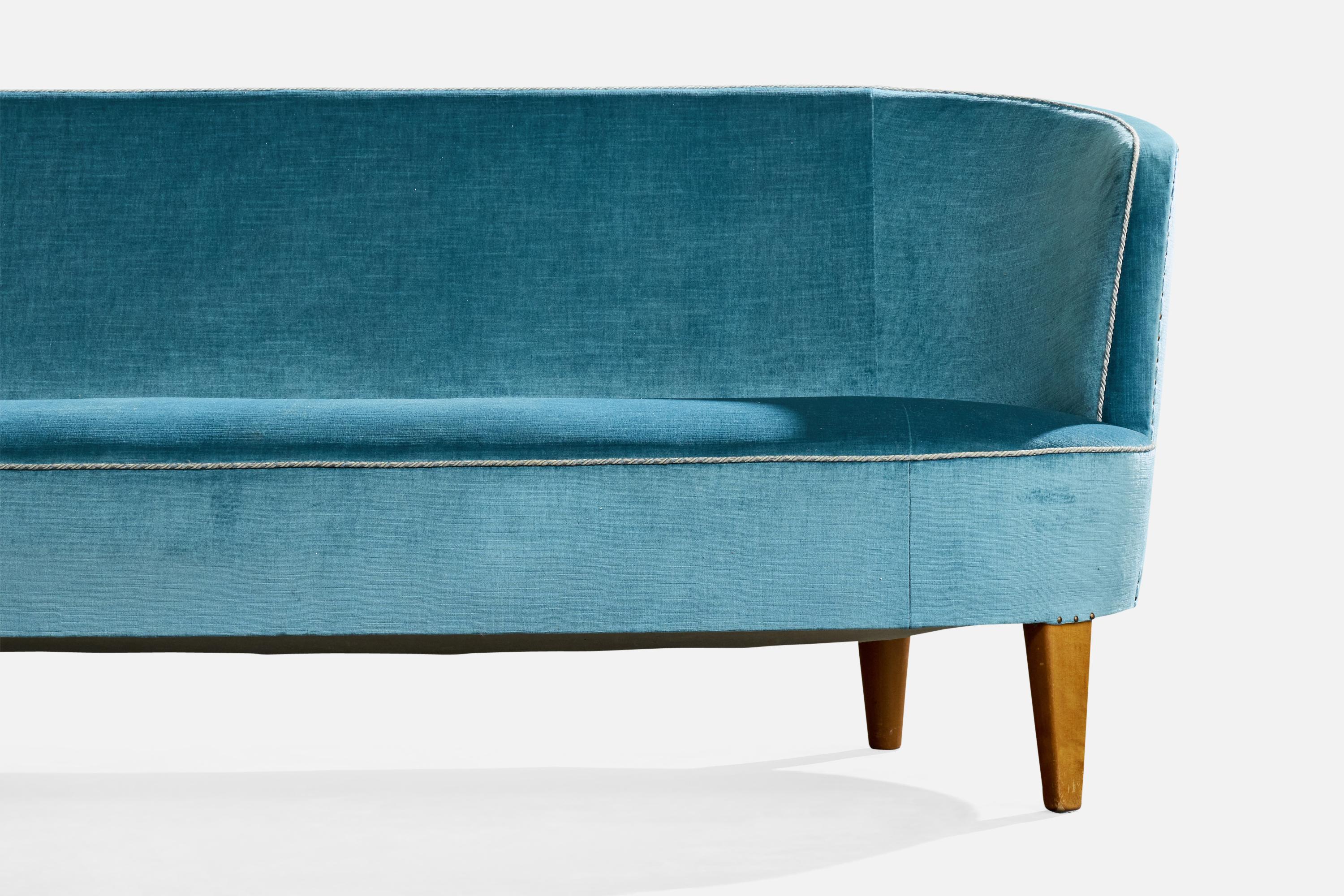 Carl Malmsten, Sofa, Velvet, Wood, Sweden, 1960s en vente 1