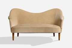 Carl Malmsten, Sofa, Wood, Velvet, Sweden, 1960s