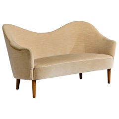 Carl Malmsten, Sofa, Wood, Velvet, Sweden, 1960s