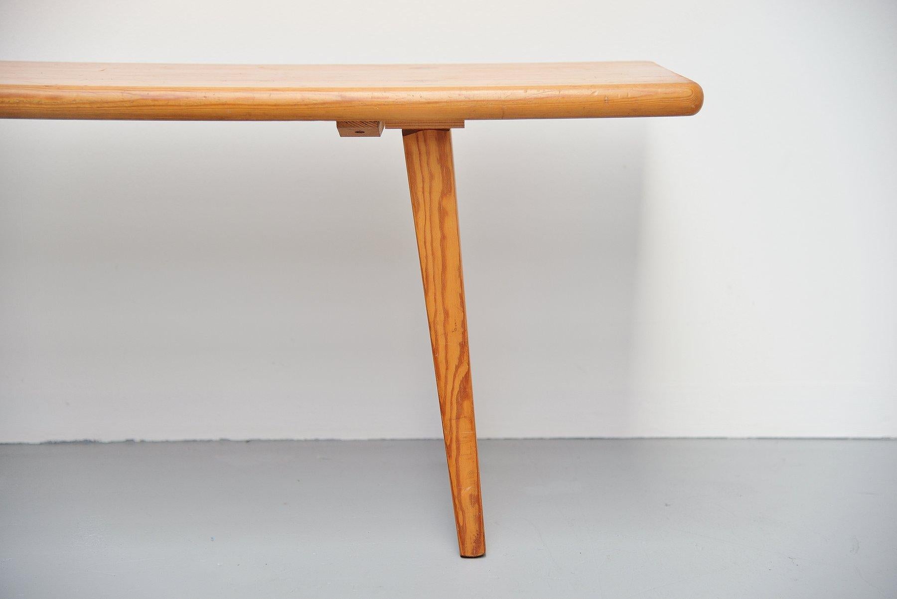 Mid-Century Modern Carl Malmsten Solid Pine Bench, Sweden, 1940