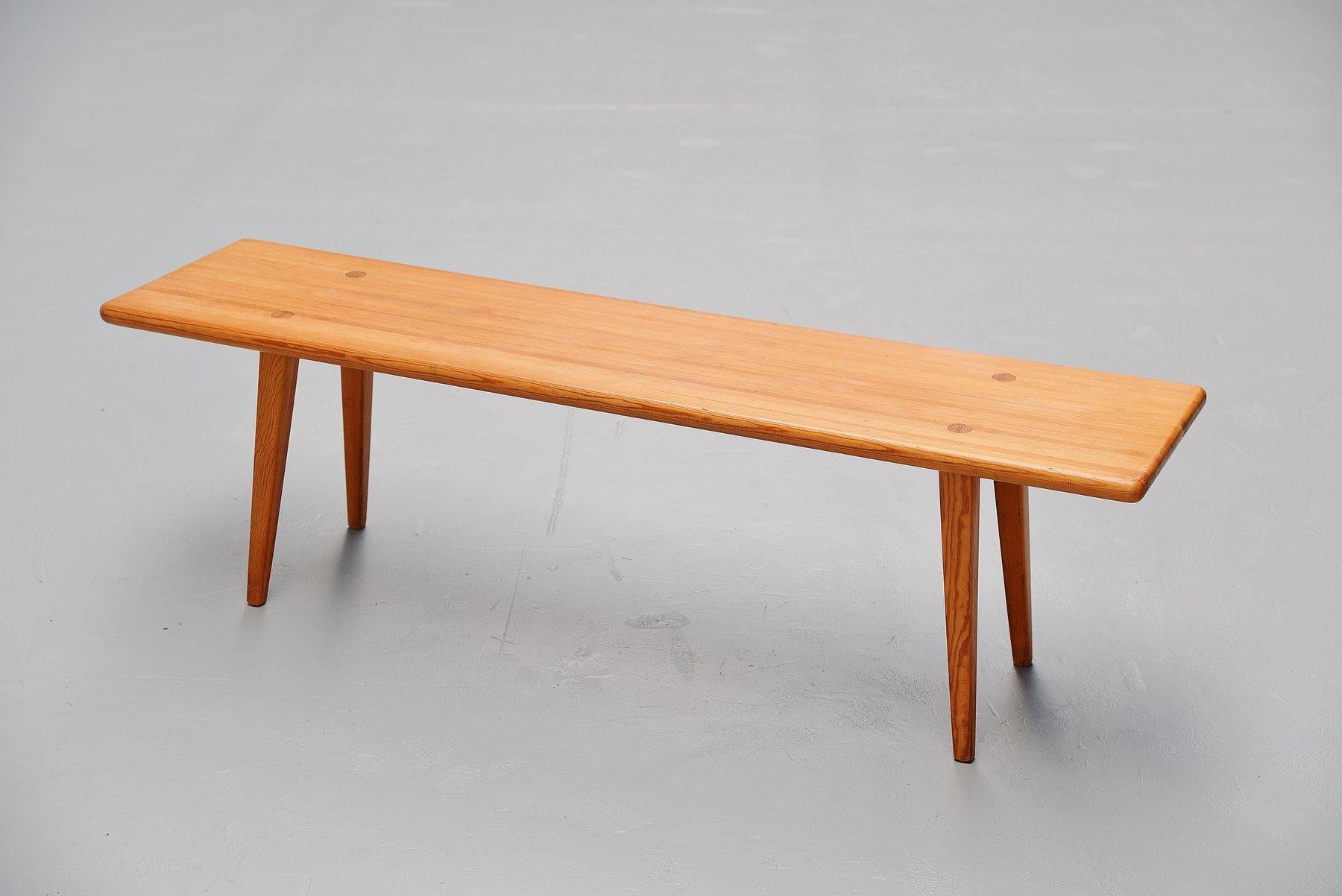 Swedish Carl Malmsten Solid Pine Bench, Sweden, 1940