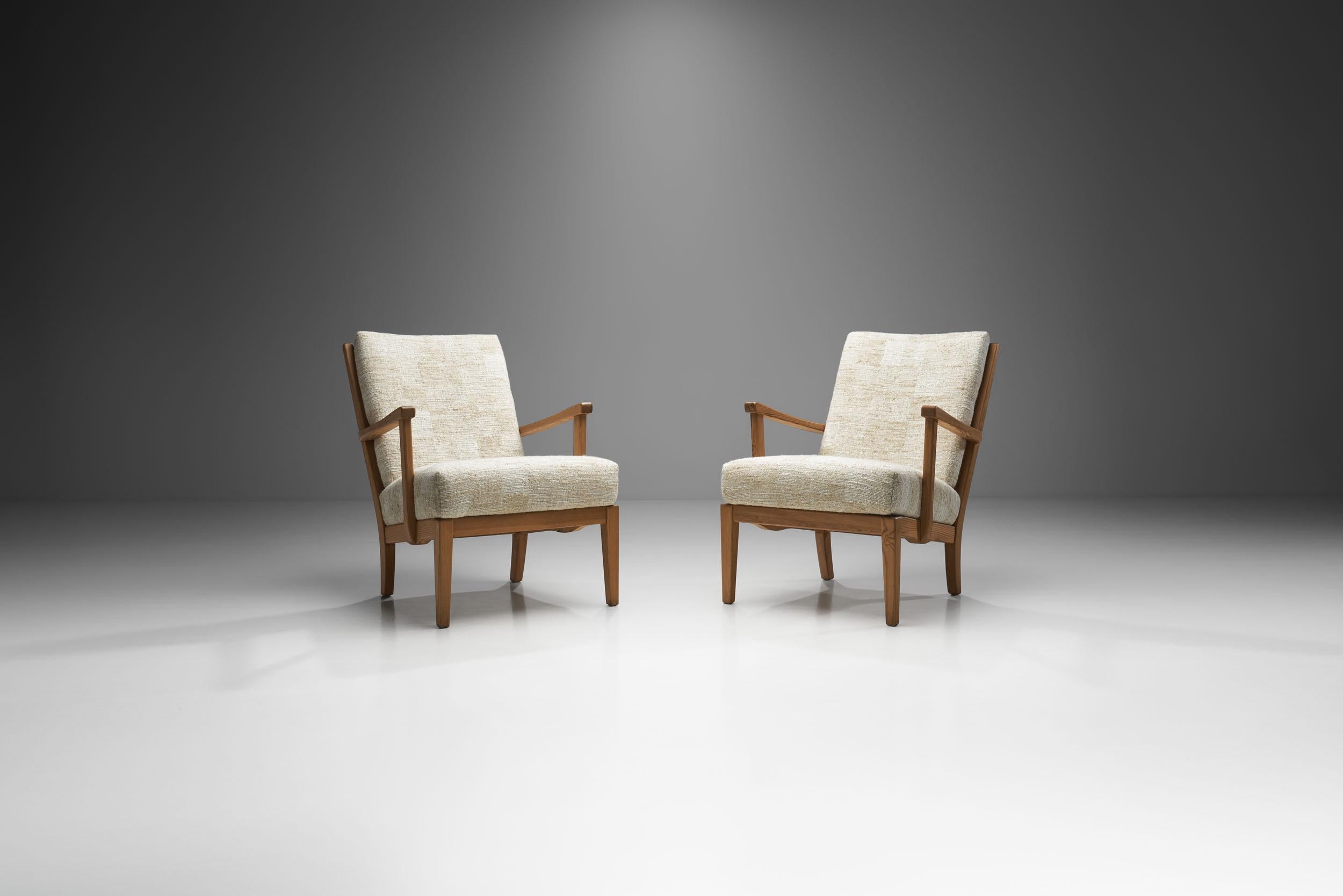 This pair demonstrates Carl Malmsten’s fine sense of proportion, line tension and balance between the surfaces, and how skillfully he carried in the heritage of traditional allmoge (folk art) design.

These chairs are in the vein of Swedish