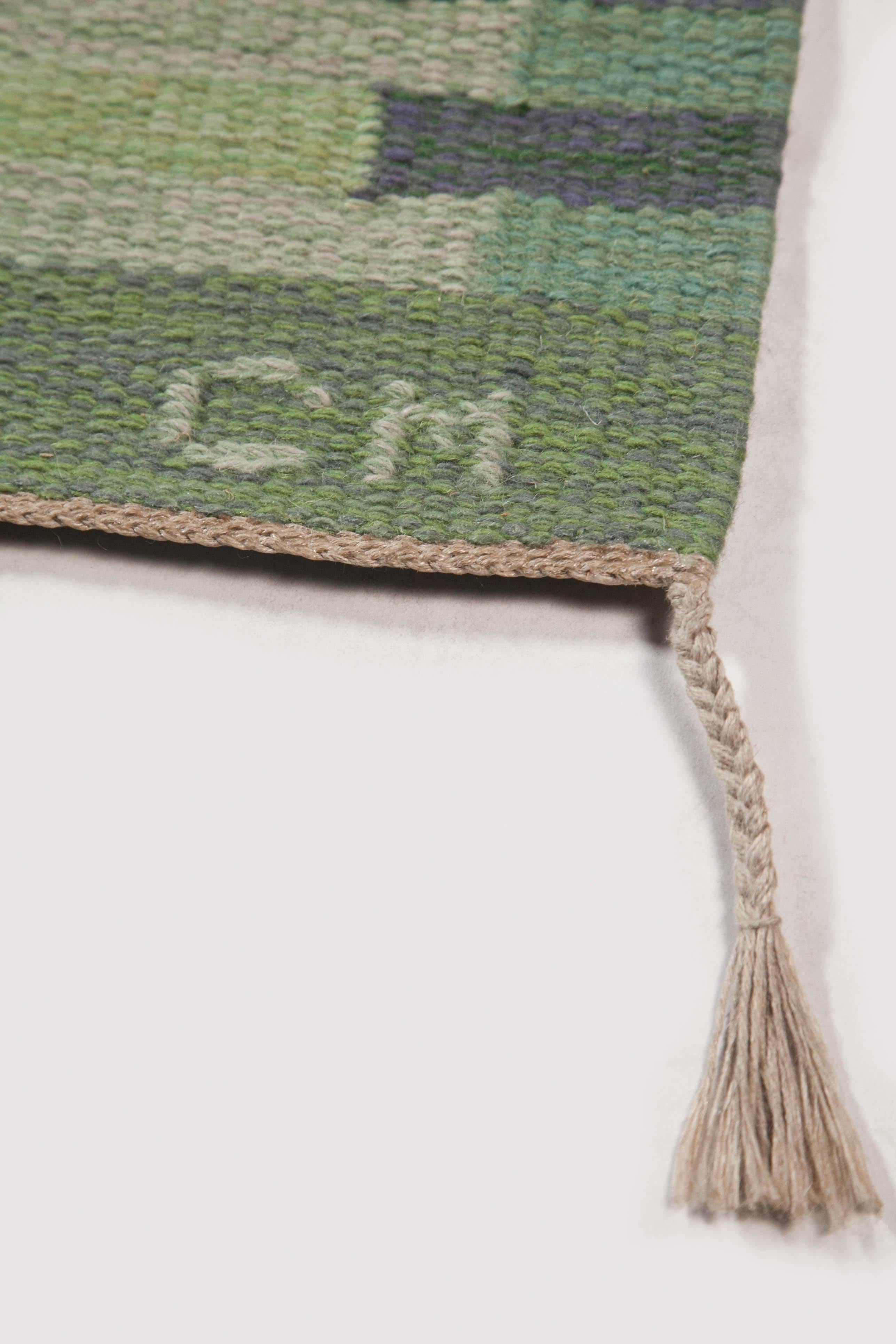 Scandinavian Modern Carl Malmsten Swedish Flat Weave “Capellagården” Runner, Sweden 1960's For Sale