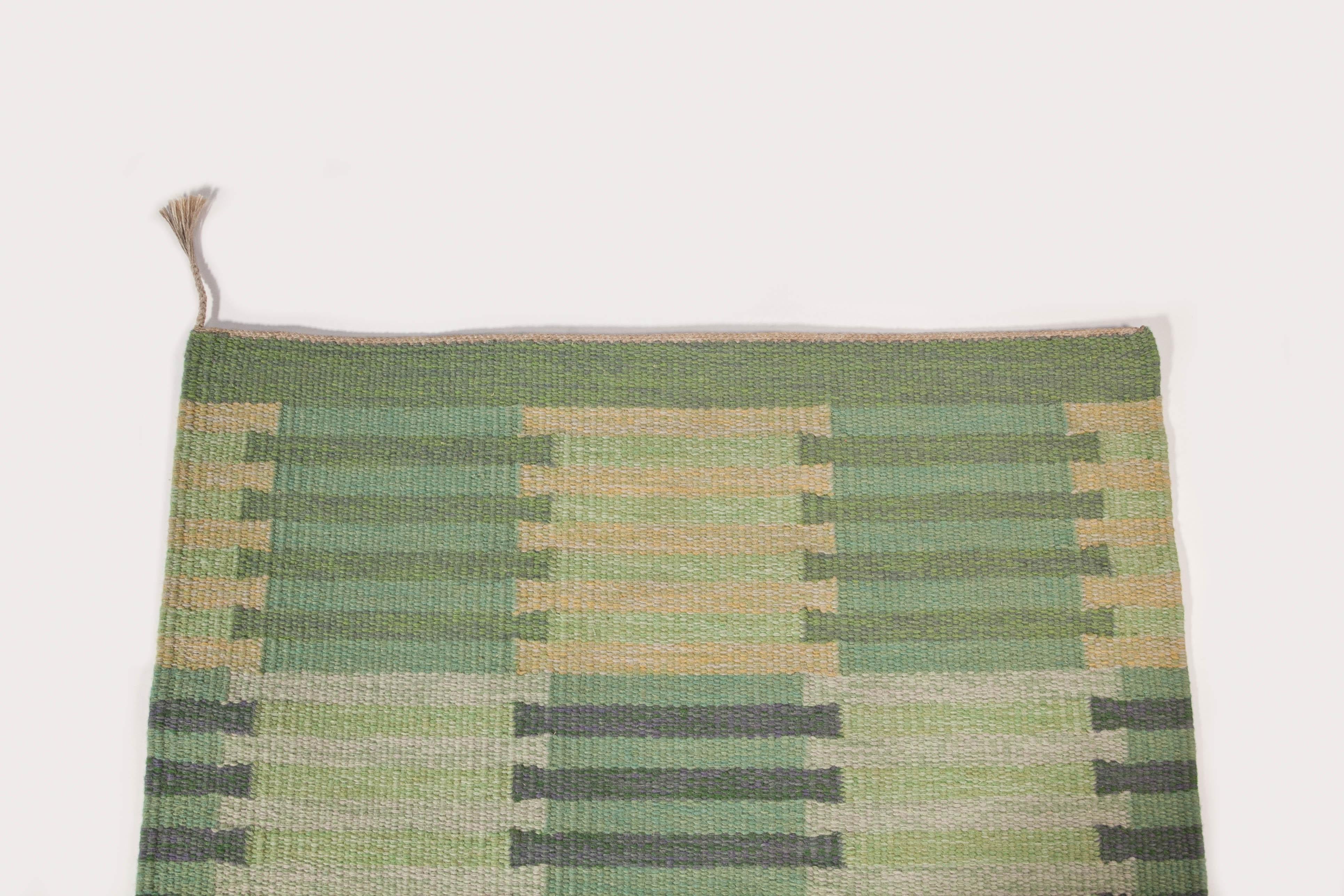 20th Century Carl Malmsten Swedish Flat Weave “Capellagården” Runner, Sweden 1960's For Sale