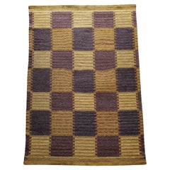 Carl Malmsten Swedish Flat Weave Rölakan "Capellagården" Wool Rug, Sweden 1950s