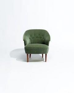 Carl Malmsten Swedish Lounge Chair, 1950s, Mohair Velvet by Chase Erwin