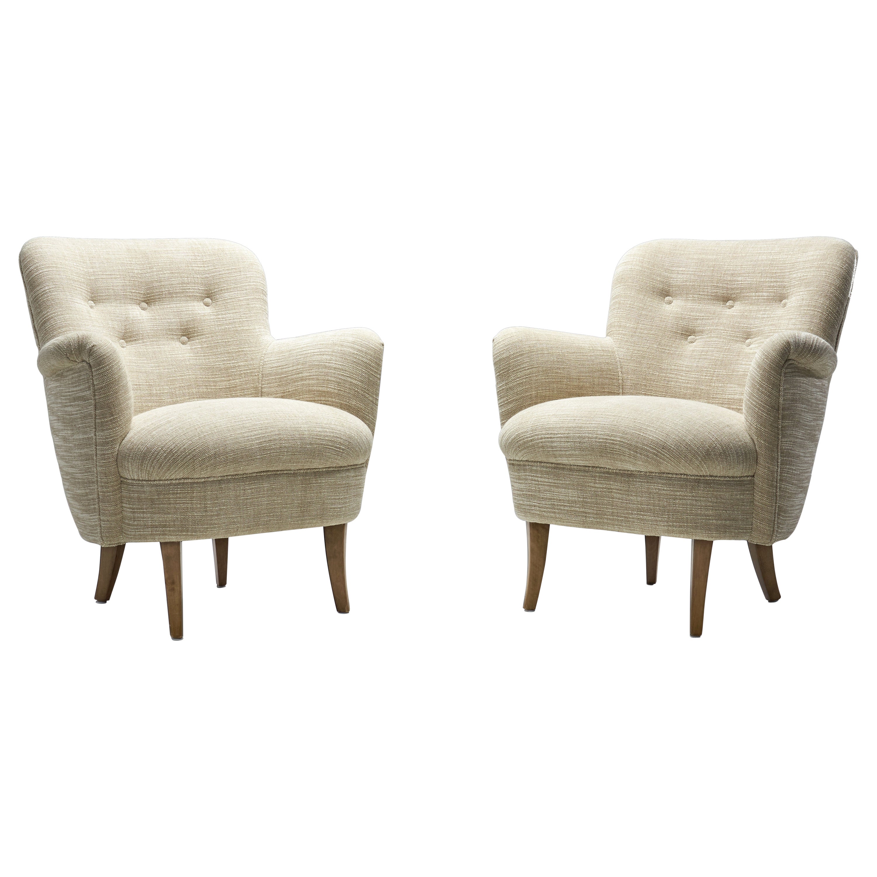 Carl Malmsten Upholstered Armchairs for O.H. Sjögren, Sweden, 1960s