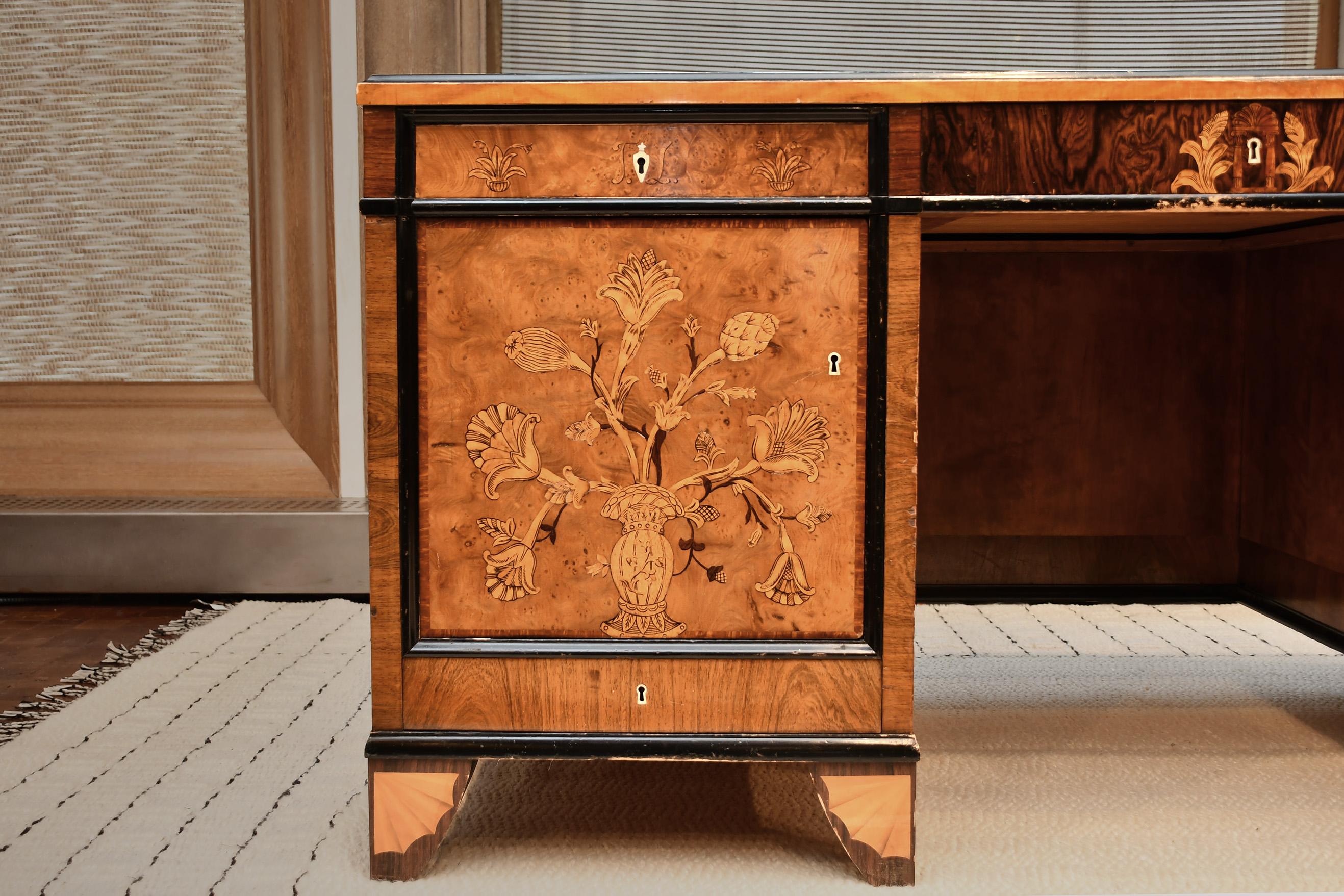 Swedish Carl Malmsten Veneered Pedestal Desk For Sale
