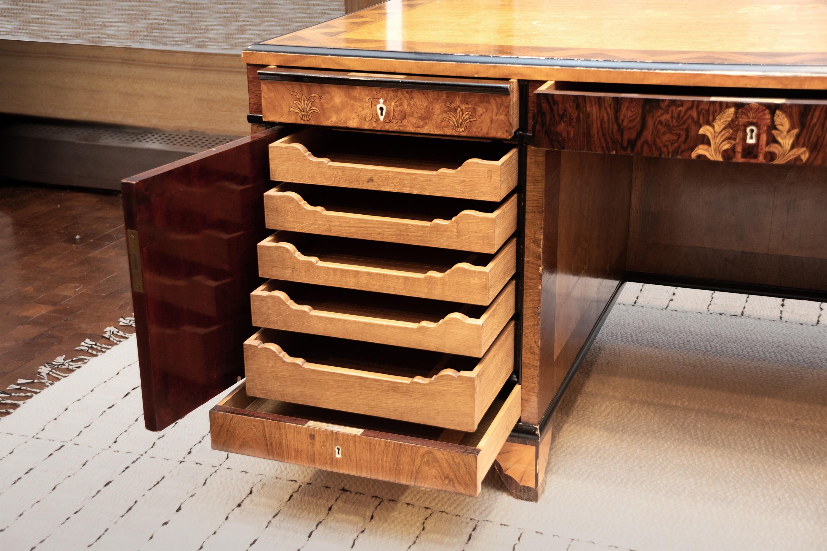 20th Century Carl Malmsten Veneered Pedestal Desk For Sale