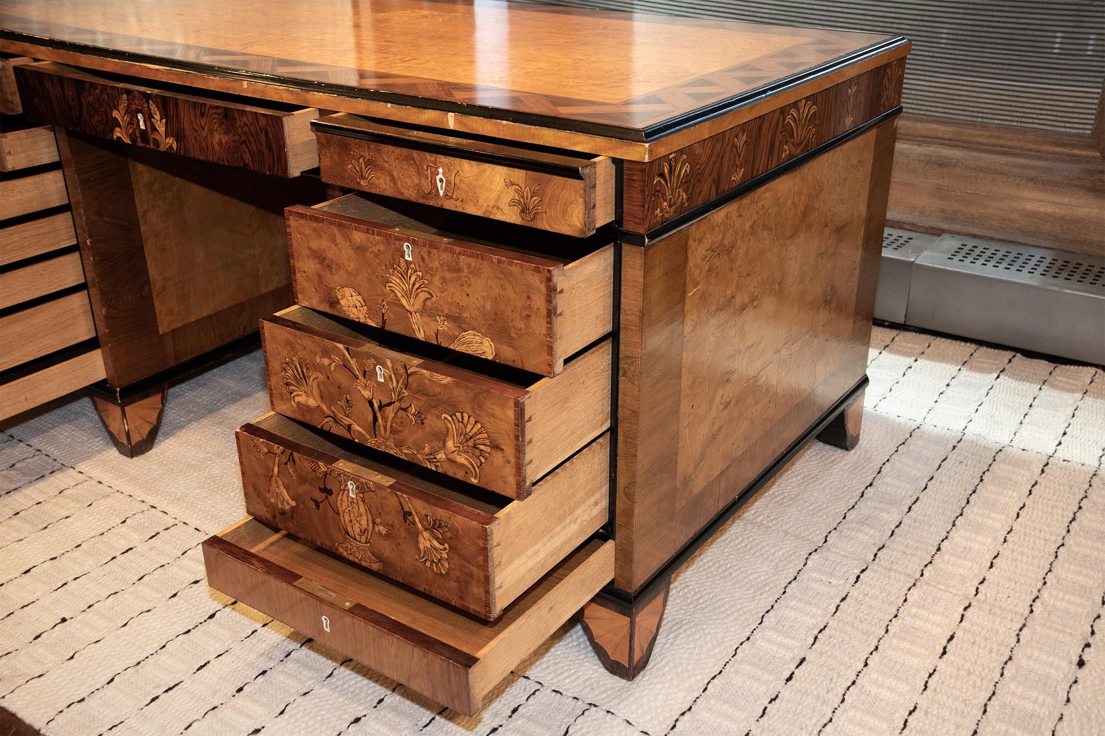 Wood Carl Malmsten Veneered Pedestal Desk For Sale