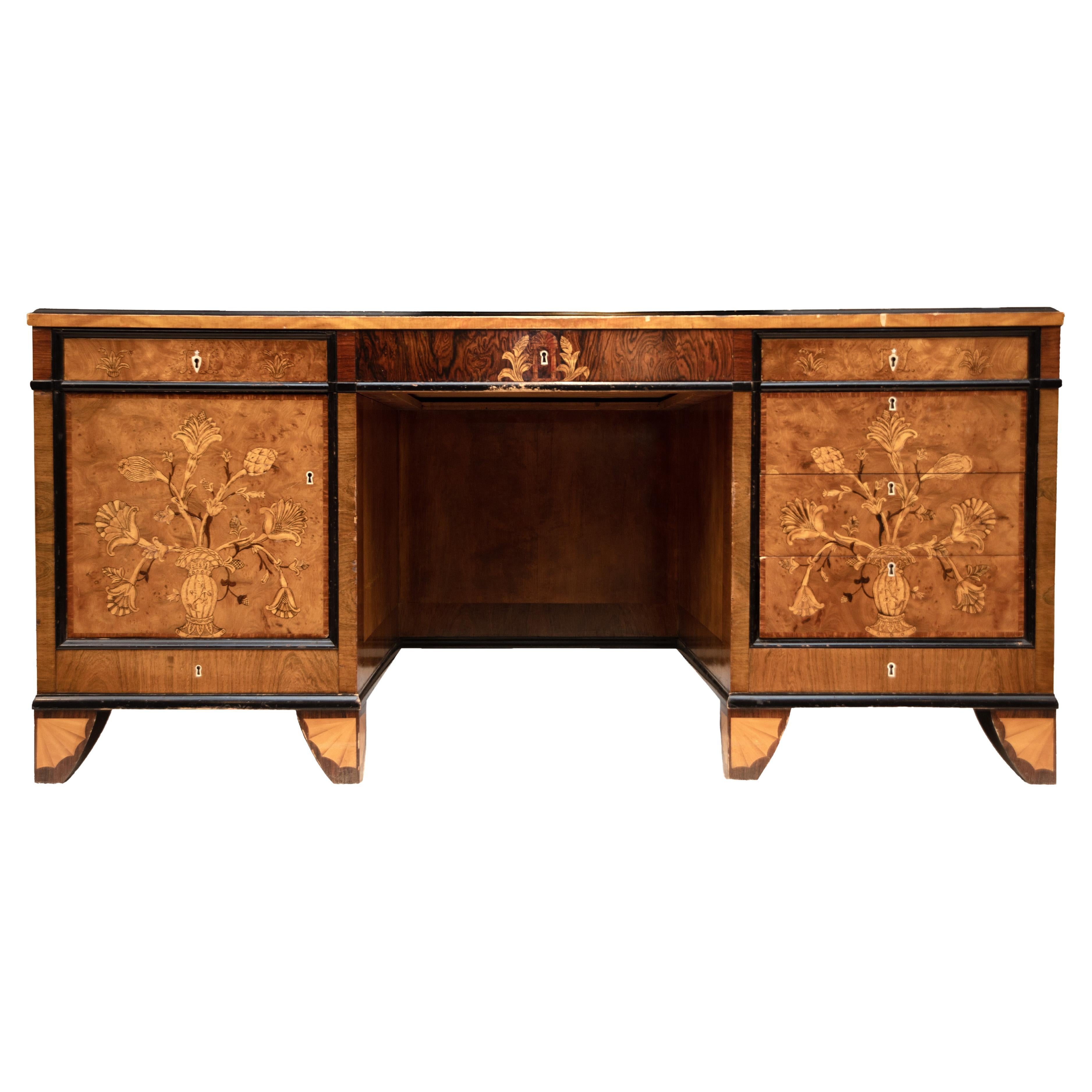 Carl Malmsten Veneered Pedestal Desk