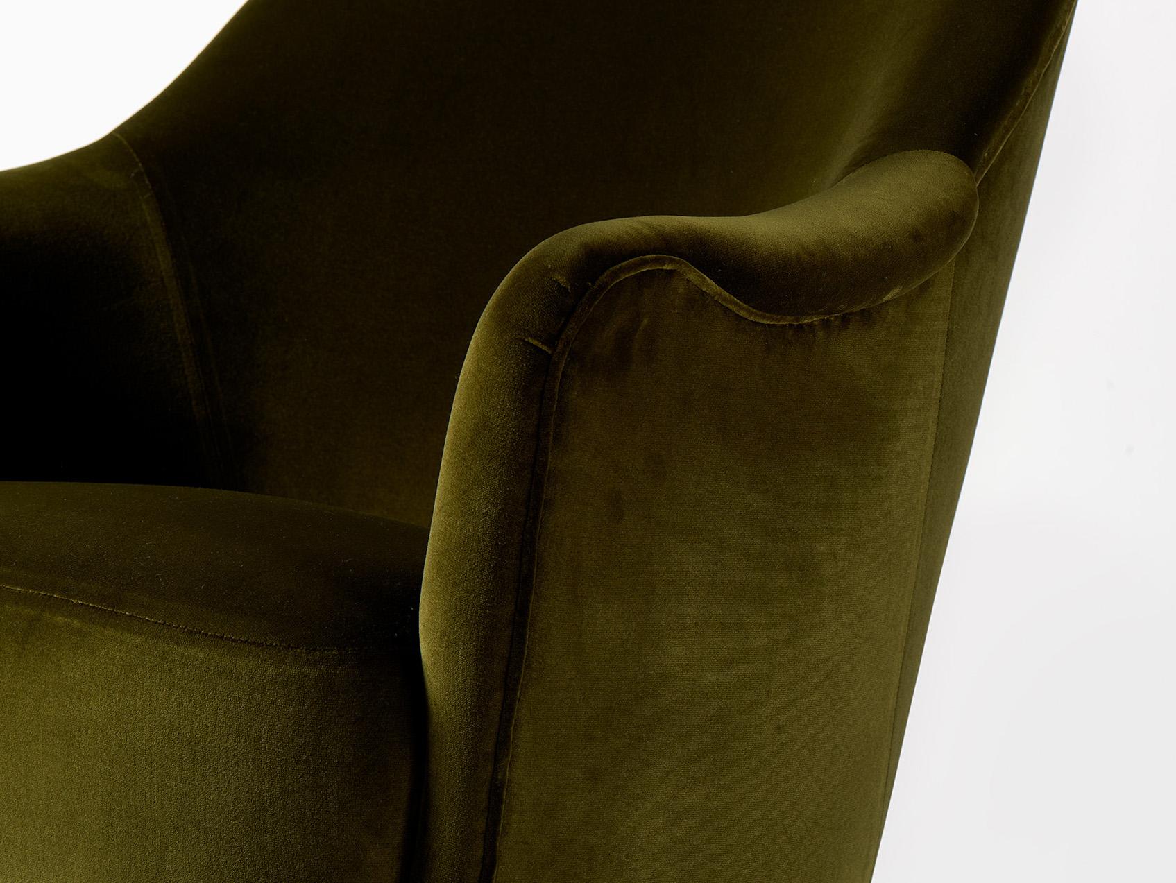 Mid-20th Century Carl Malmsten Vintage 1950s Samspel Chairs in Moss Green Velvet For Sale