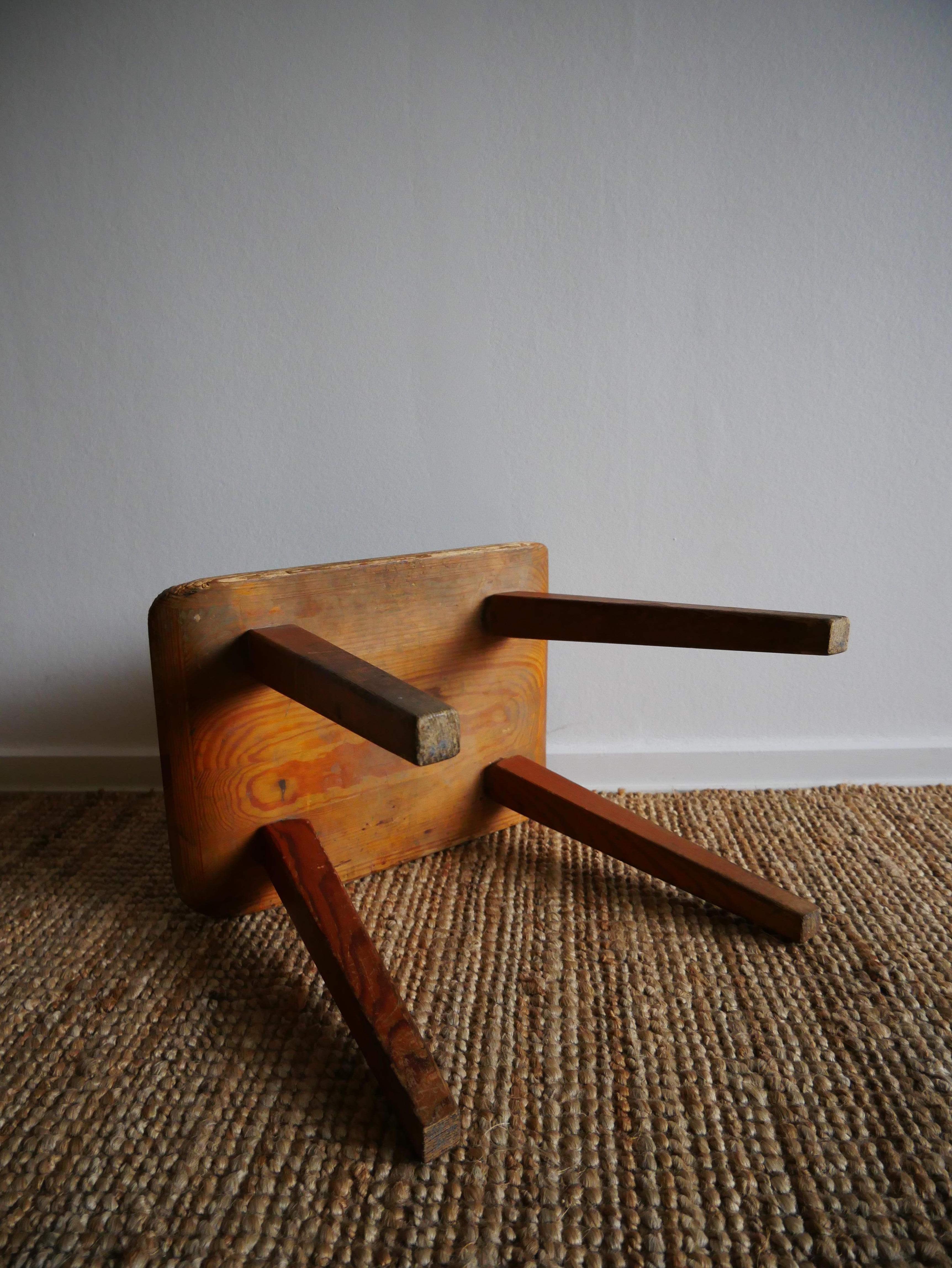 Hand-Crafted Carl Malmsten Visingsö Stool, Waggeryds Möbelfabriken, Sweden, 1960s For Sale