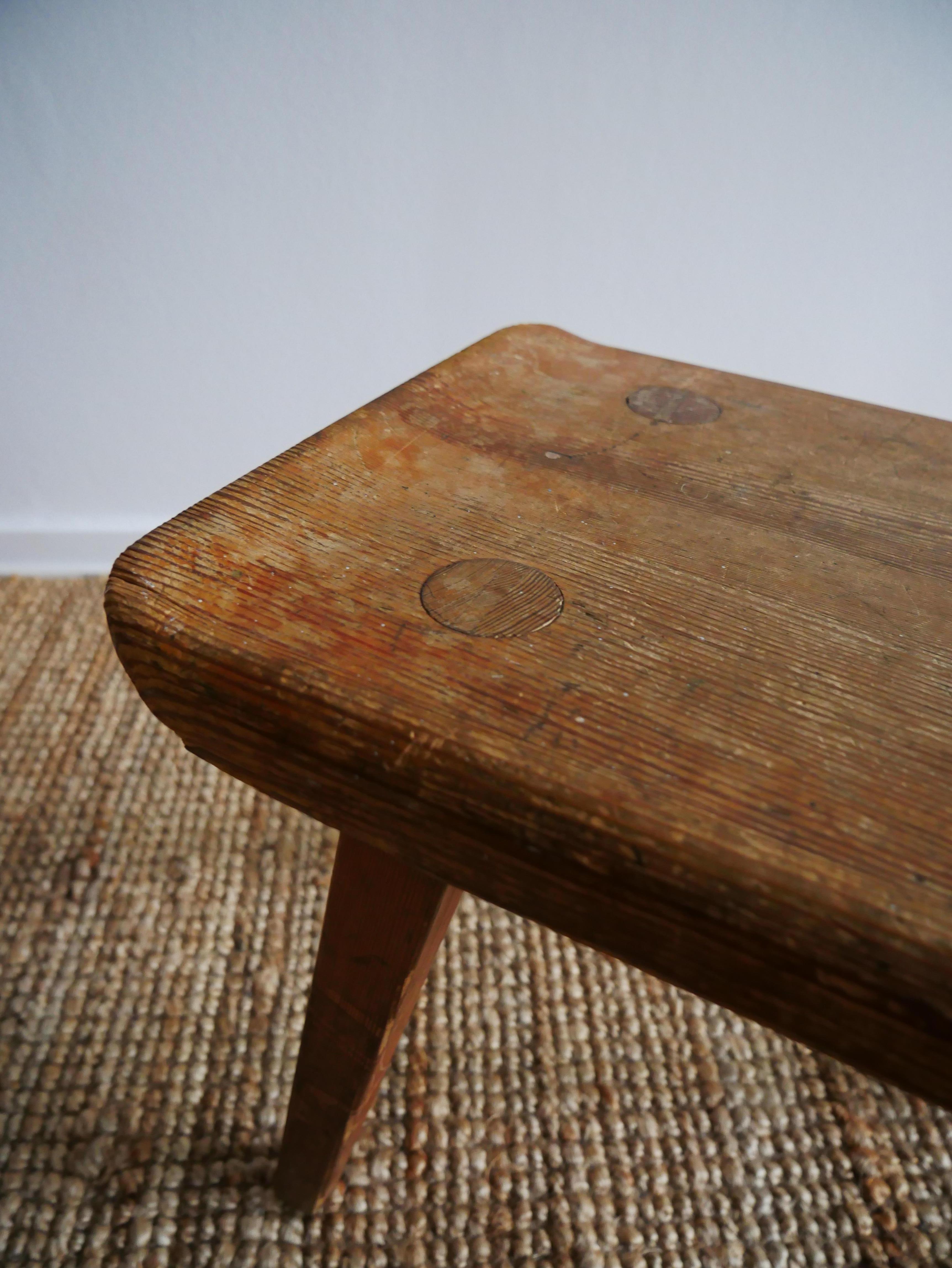 Pine Carl Malmsten Visingsö Stool, Waggeryds Möbelfabriken, Sweden, 1960s For Sale