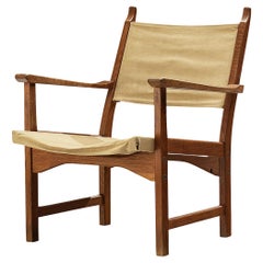 Carl Malmsten & Yngve Ekström Sillón "Caryngo" de roble y lona