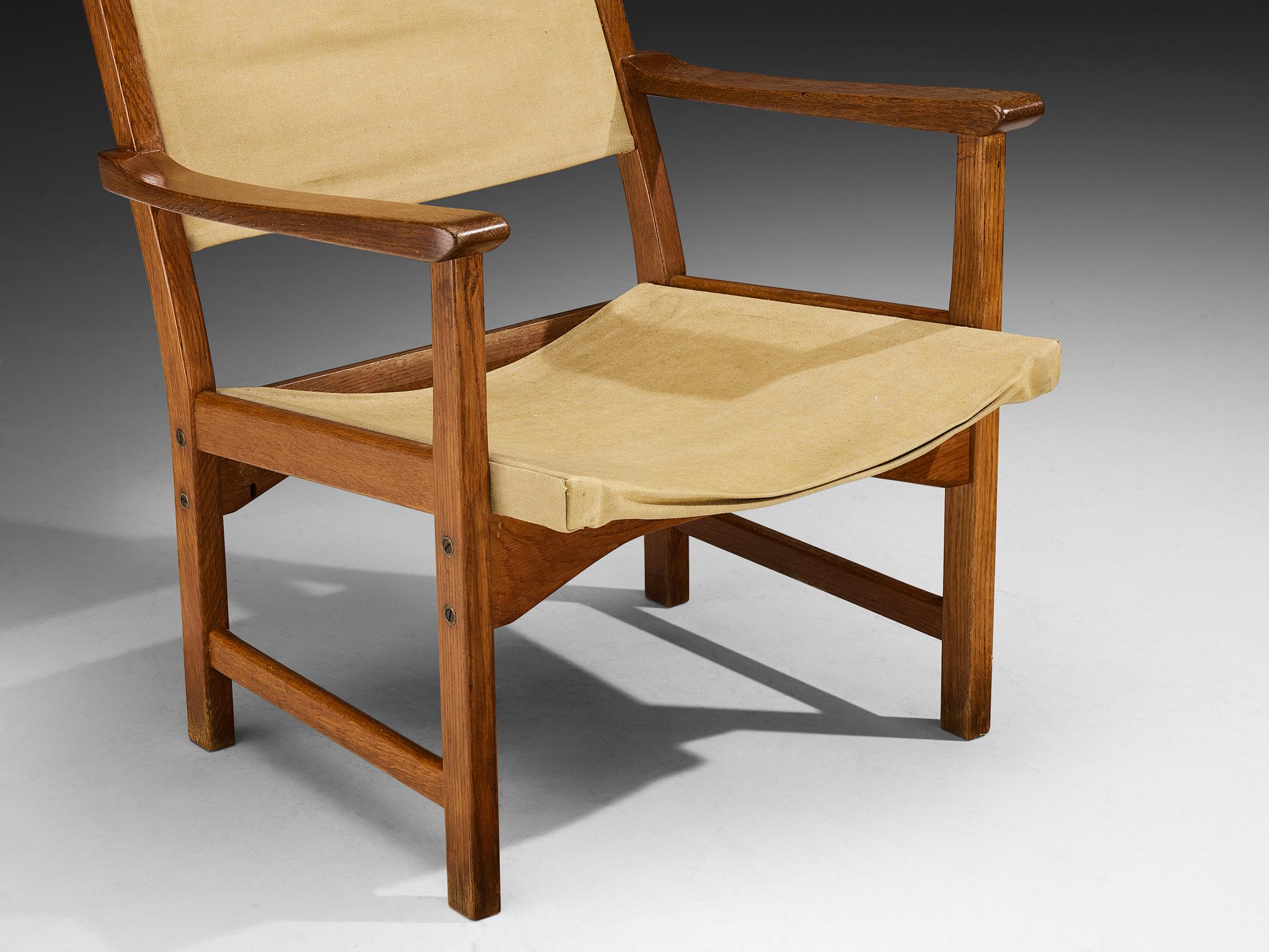 Carl Malmsten & Yngve Ekström Pair of 'Caryngo' Chairs in Oak and Canvas For Sale 2