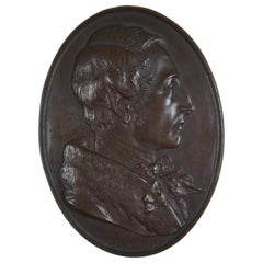 Antique Carl Maria Von Weber Bronze Portrait Bas Relief Wall Plaque Opera Music Theater