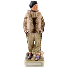 Carl Martin-Hansen: Porcelain Figure of Male in National Dress, Greenland