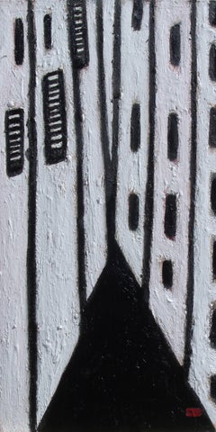 Alleyway, KOSTENLOSER VERSAND/Kont. USA, Gemälde, Öl auf Holzplatte