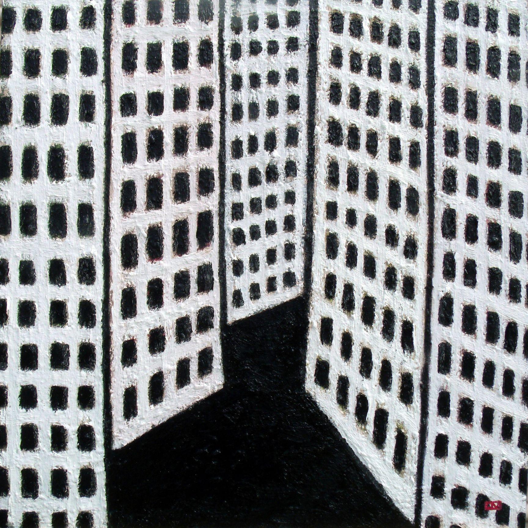 City Blocks-Triptych FREE SHIPPING/Cont. USA, Painting, Oil on Wood Panel For Sale 1