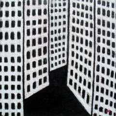 Trittico City Blocks SPEDIZIONE GRATUITA/Cont. USA, Pittura, Olio su pannello di Wood