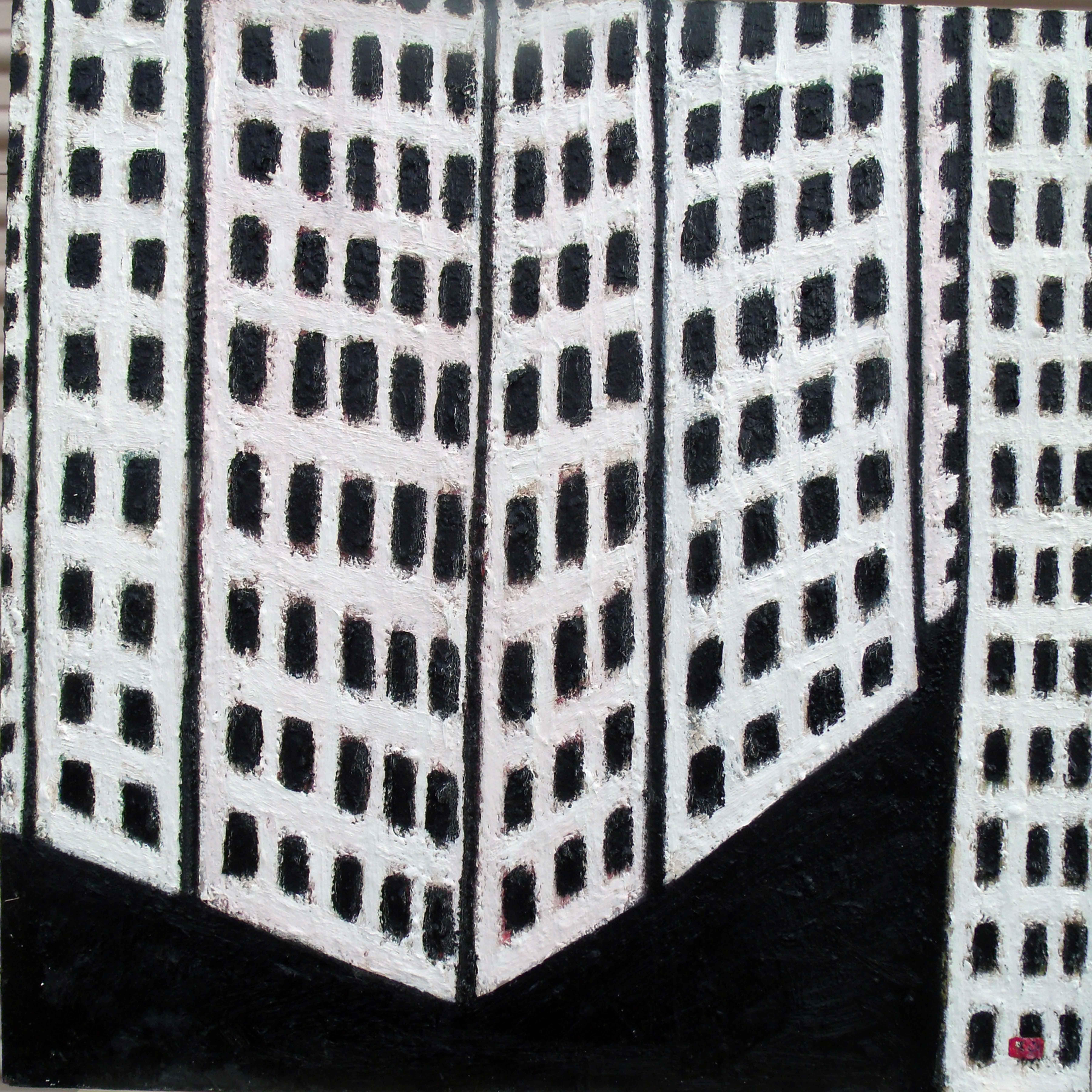 City Blocks-Triptych FREE SHIPPING/Cont. USA, Painting, Oil on Wood Panel For Sale 2