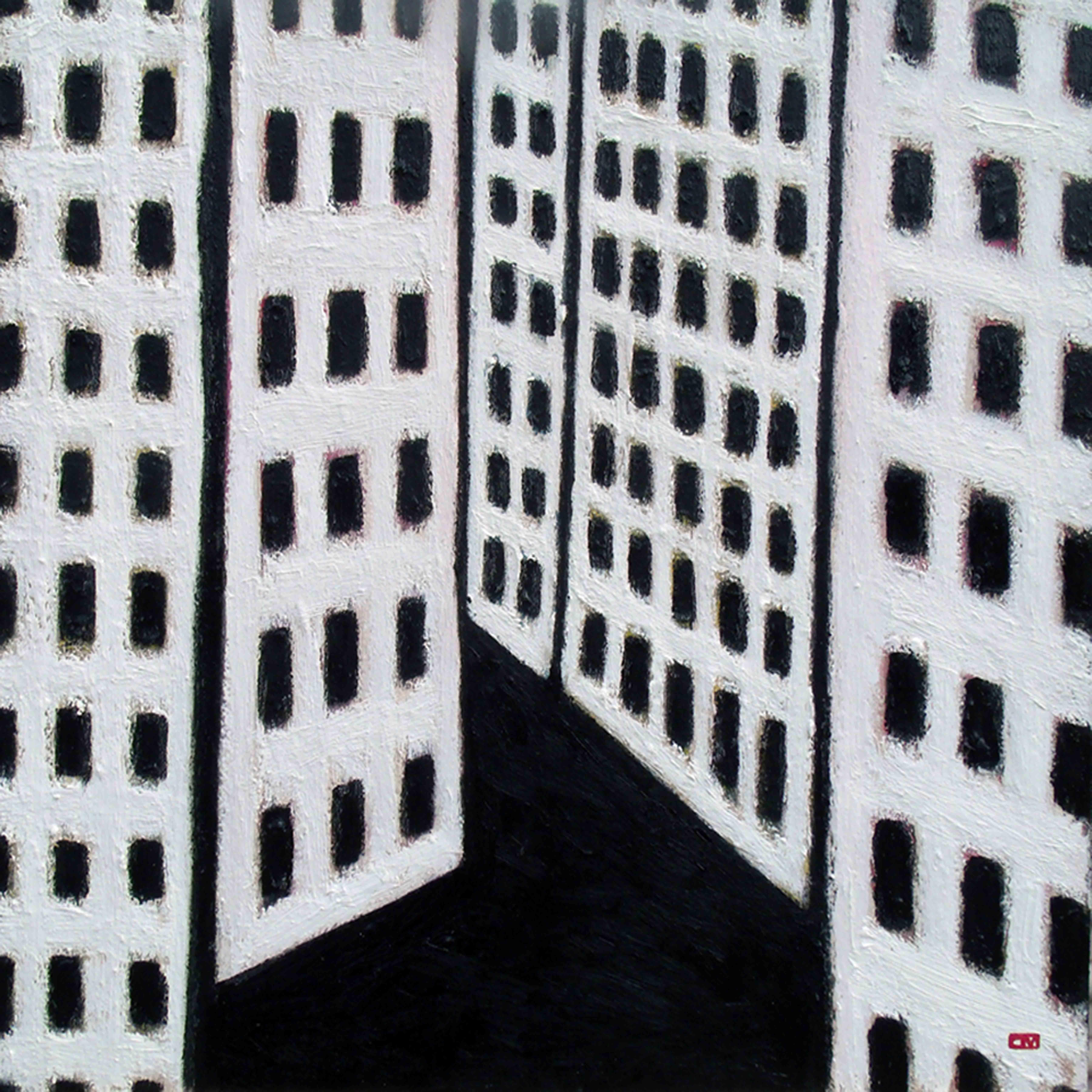 City Blocks-Triptych FREE SHIPPING/Cont. USA, Painting, Oil on Wood Panel For Sale 3