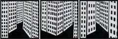 City Blocks-Triptyque LIVRAISON GRATUITE/Cont. États-Unis, peinture, huile sur panneau de bois
