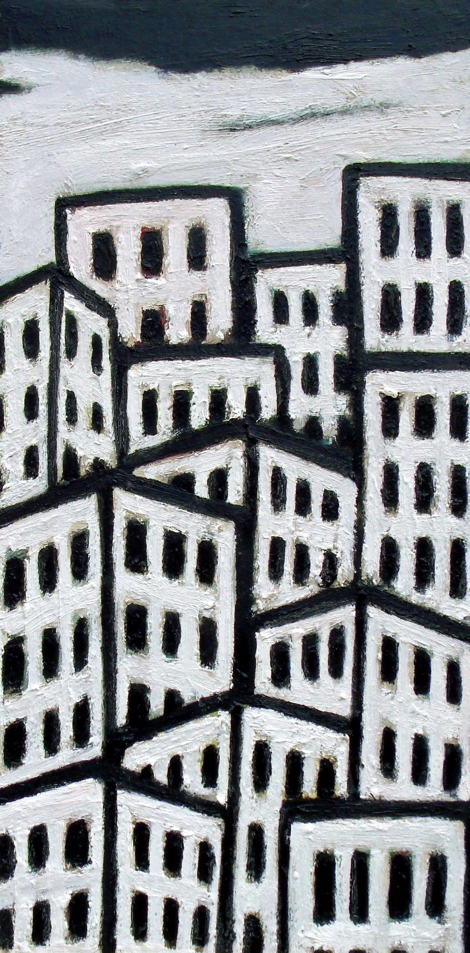 Urban Patterns - 5-panels FREE SHIPPING/Cont. USA, Painting, Oil on Wood Panel For Sale 2