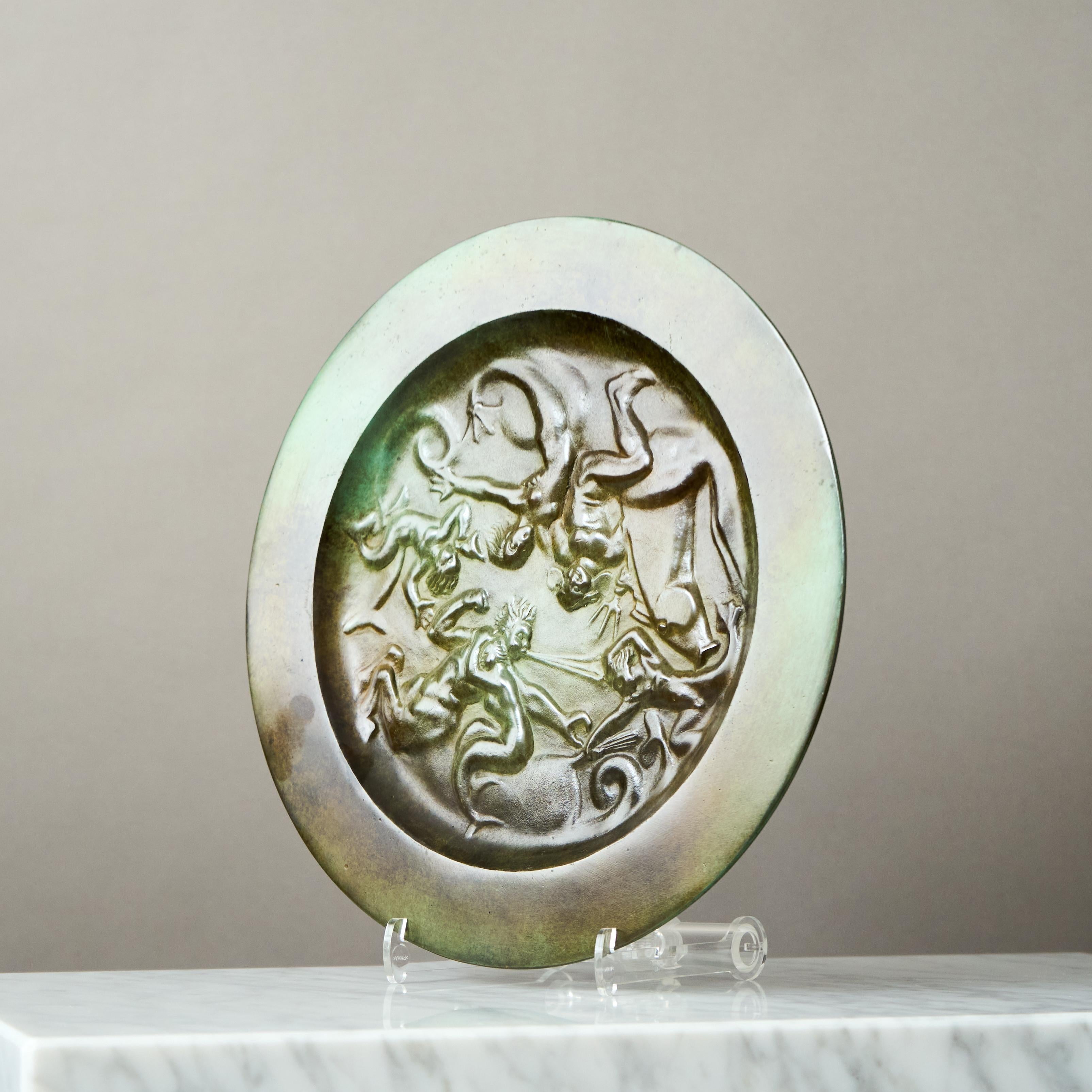 Swedish Carl Milles Art Deco Bronze Dish by GAB Guldsmedsaktiebolaget, Sweden, 1930s For Sale