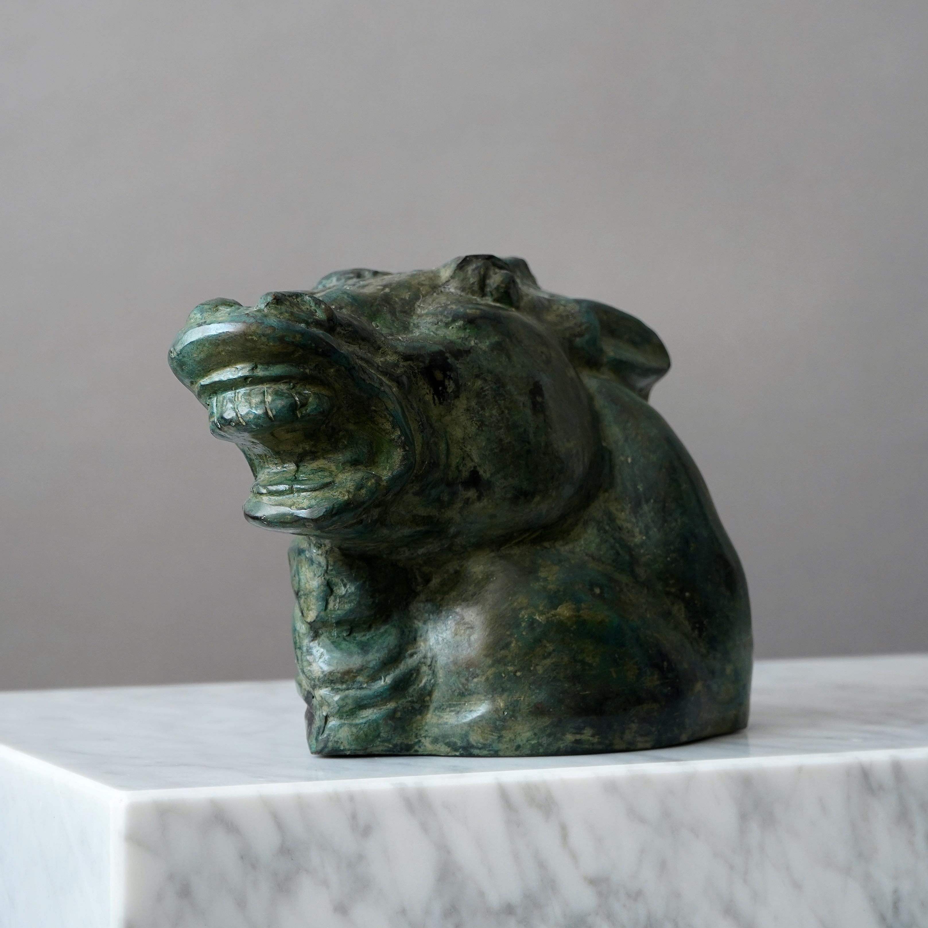 Carl Milles Horse's Head Bronze Sculpture For Sale 3
