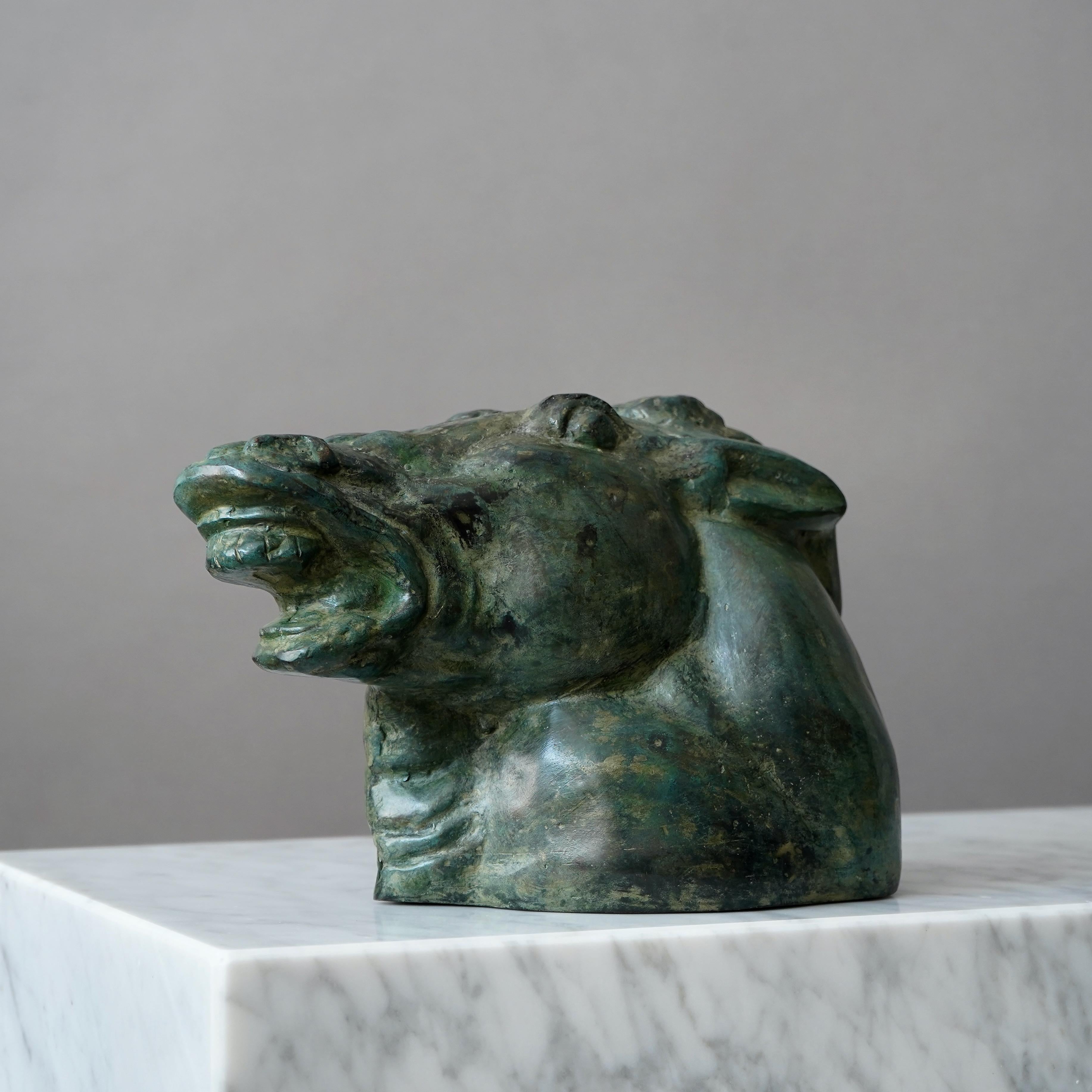 Carl Milles Horse's Head Bronze Sculpture For Sale 4