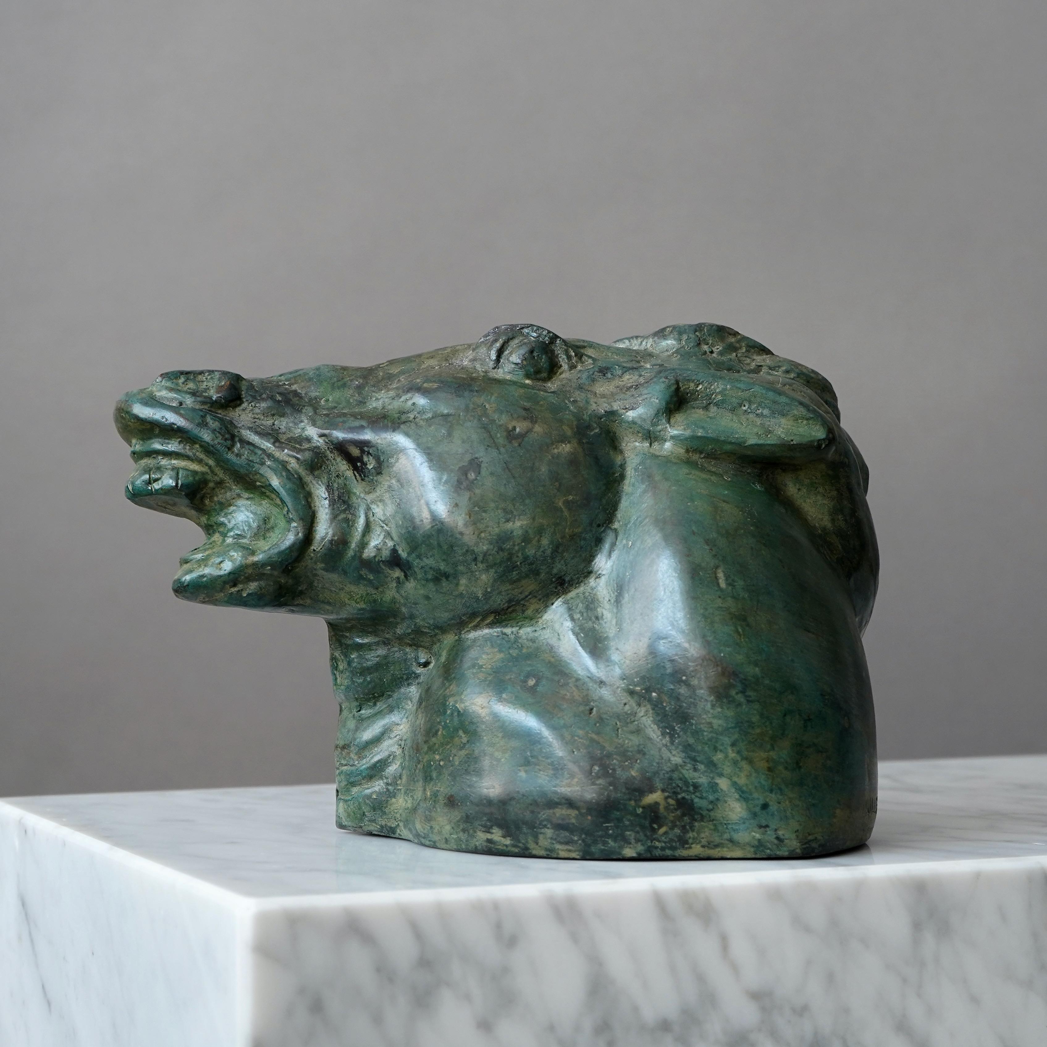 Carl Milles Horse's Head Bronze Sculpture For Sale 5