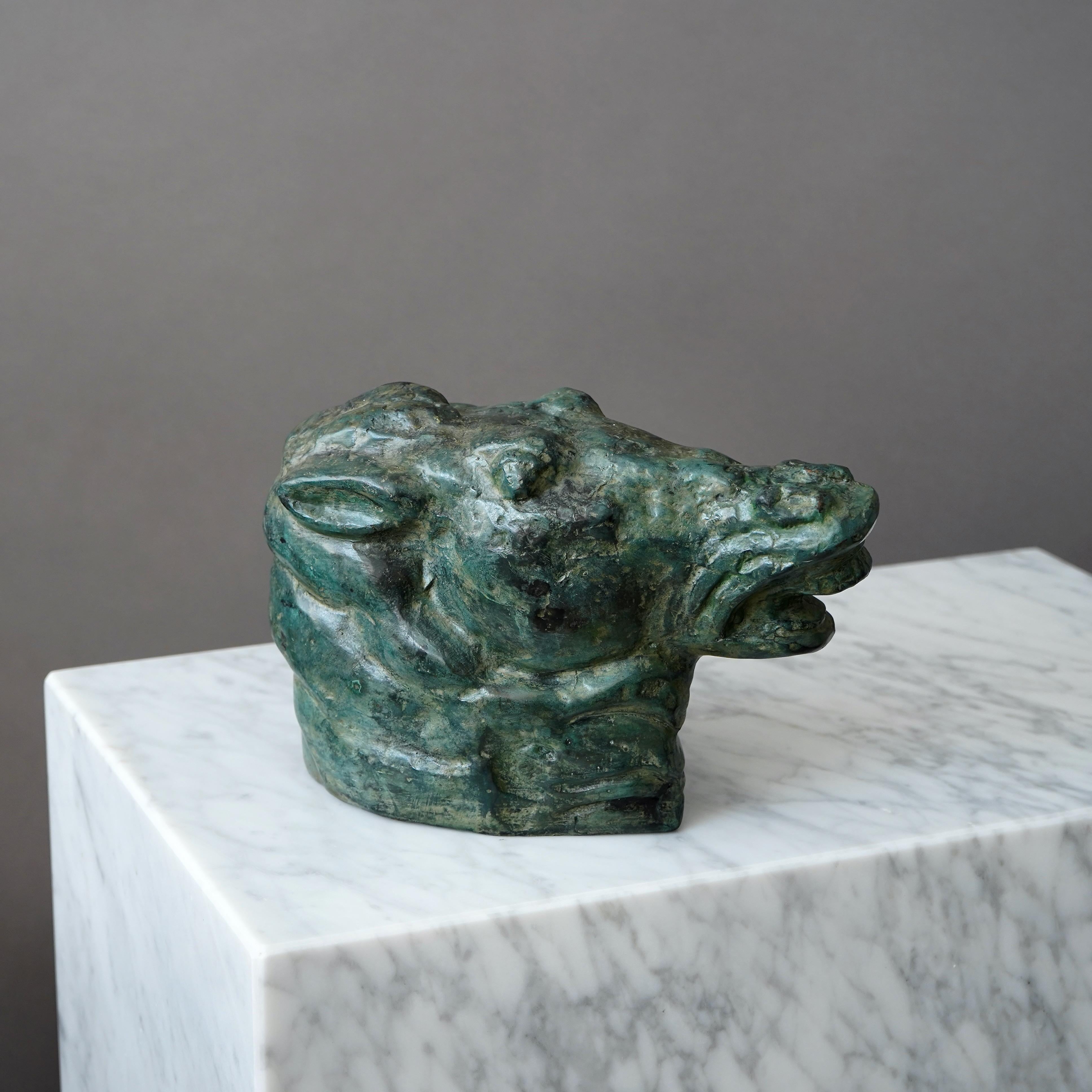 Swedish Carl Milles Horse's Head Bronze Sculpture For Sale