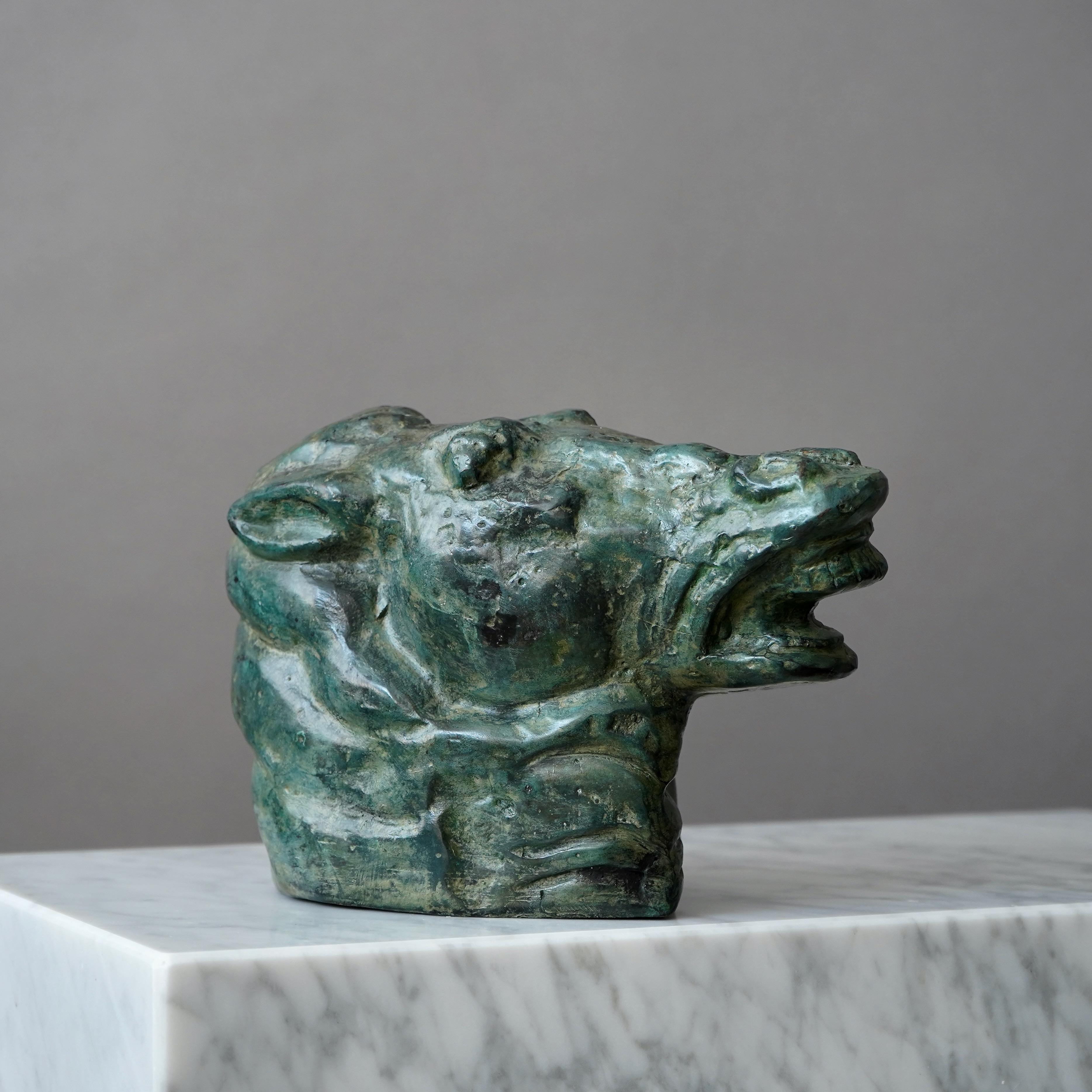 Carl Milles Horse's Head Bronze Sculpture In Good Condition For Sale In Malmö, SE