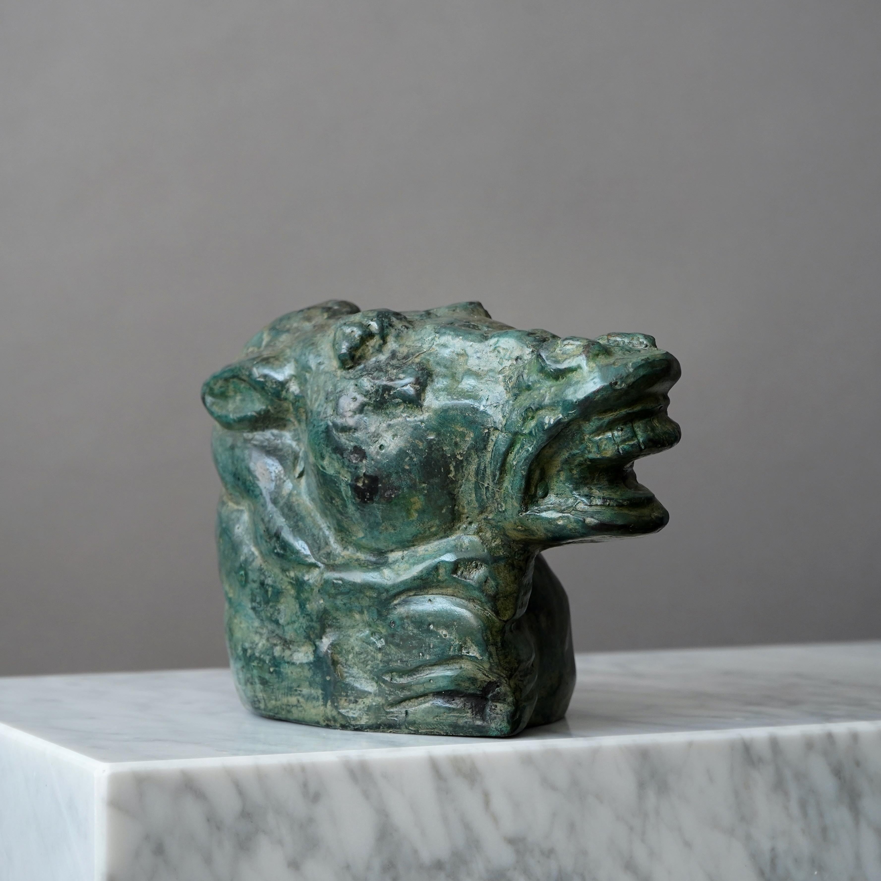 Early 20th Century Carl Milles Horse's Head Bronze Sculpture For Sale