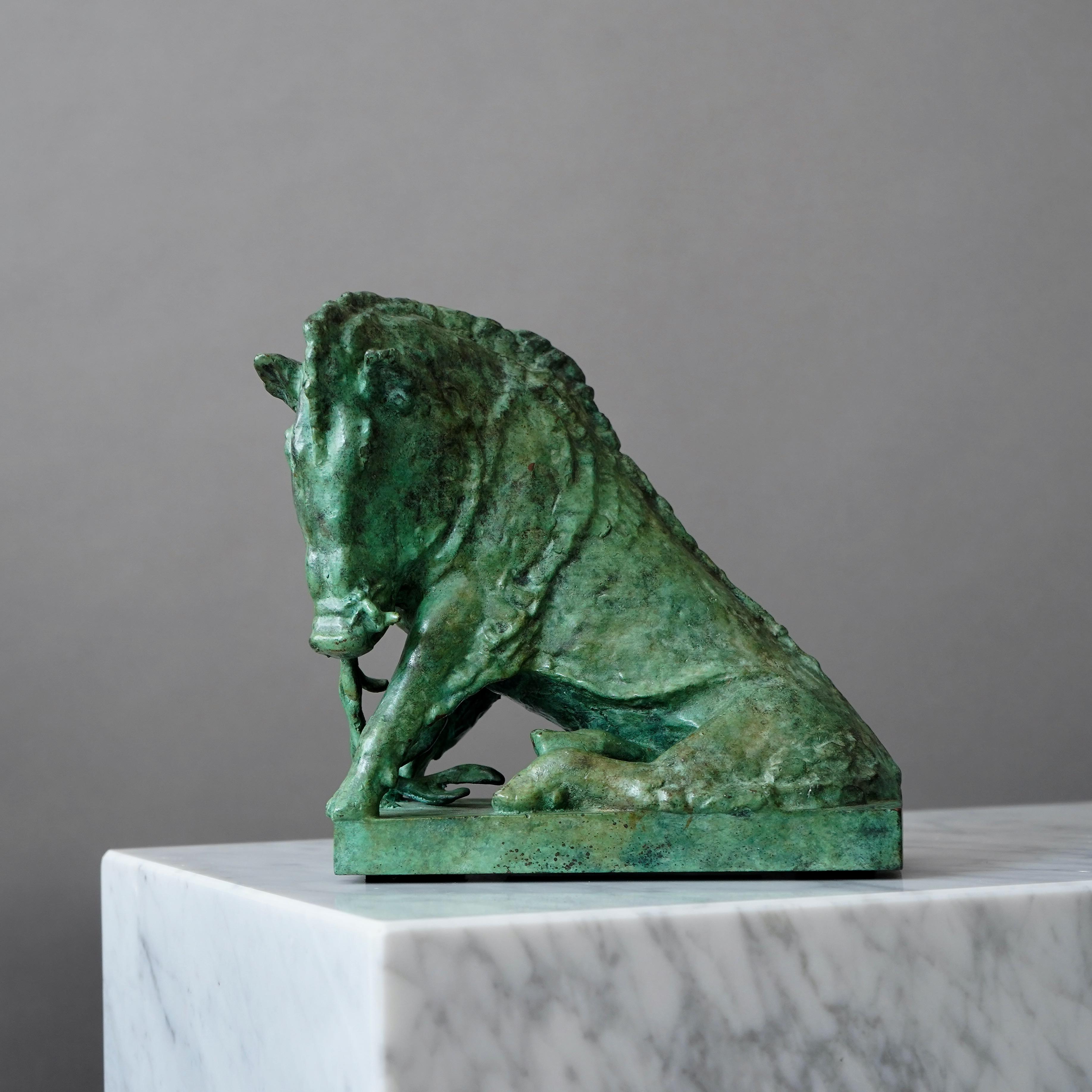 Carl Milles Escultura de bronce de jabalí 3