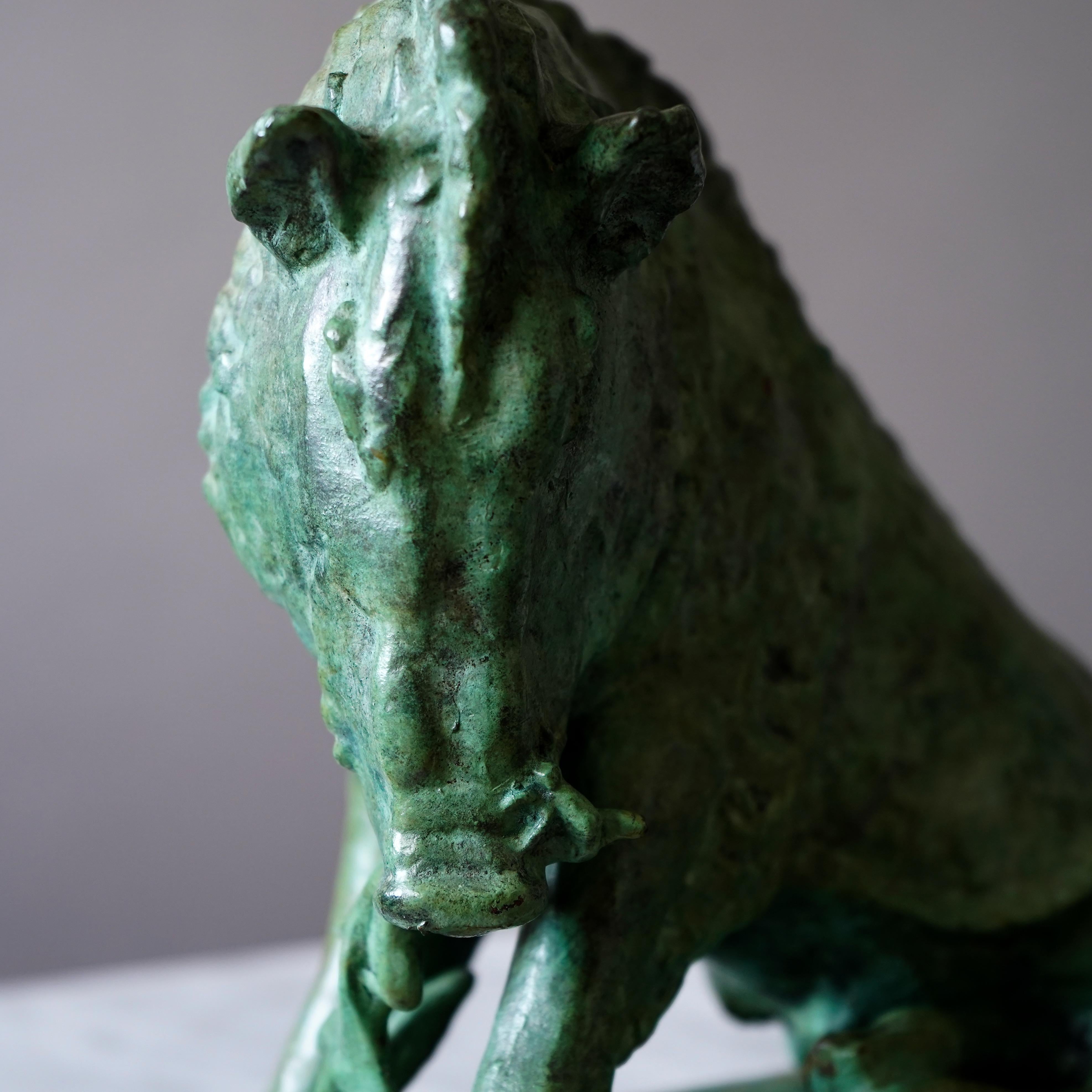 Carl Milles Escultura de bronce de jabalí 6