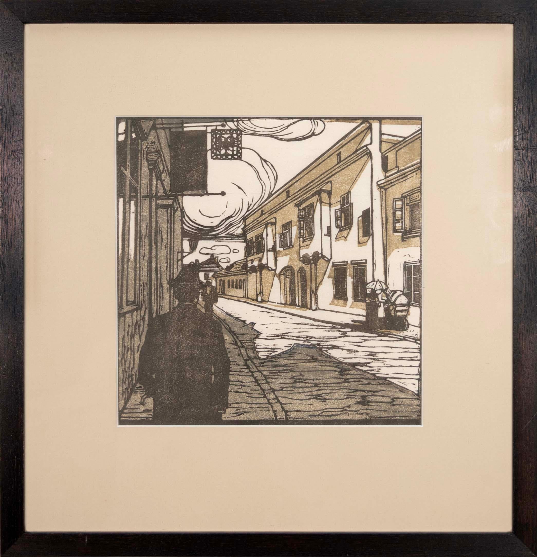 Un ensemble de gravures sur bois Art Nouveau sur papier japonais fin intitulé 