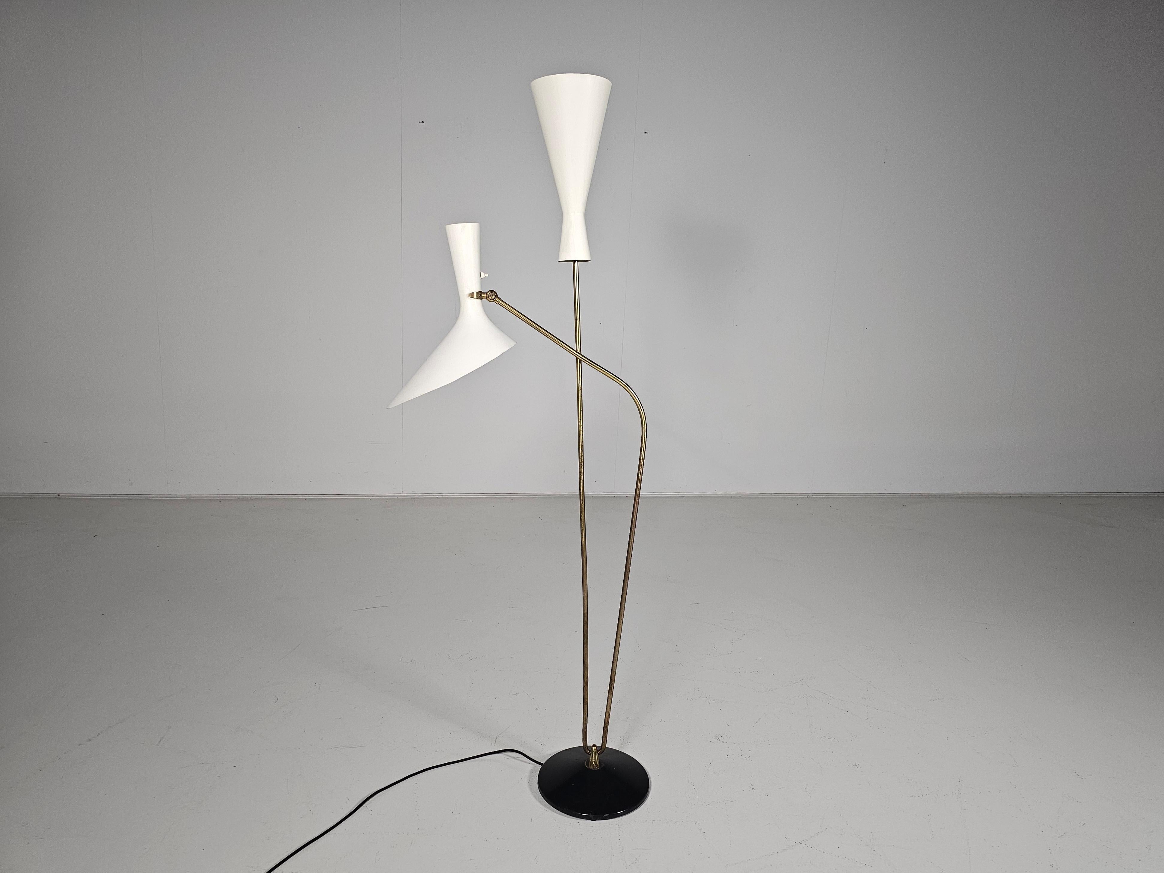 Mid-Century Modern Lampadaire Carl Moore en laiton pour BAG Turgi, années 1950 en vente